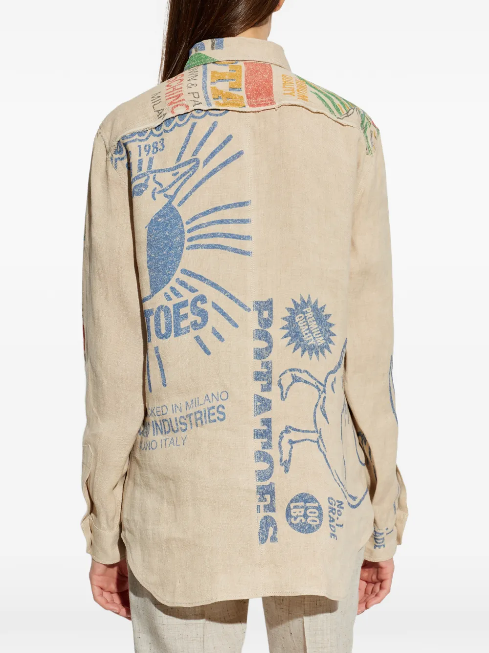 Moschino Overhemd met grafische print Beige