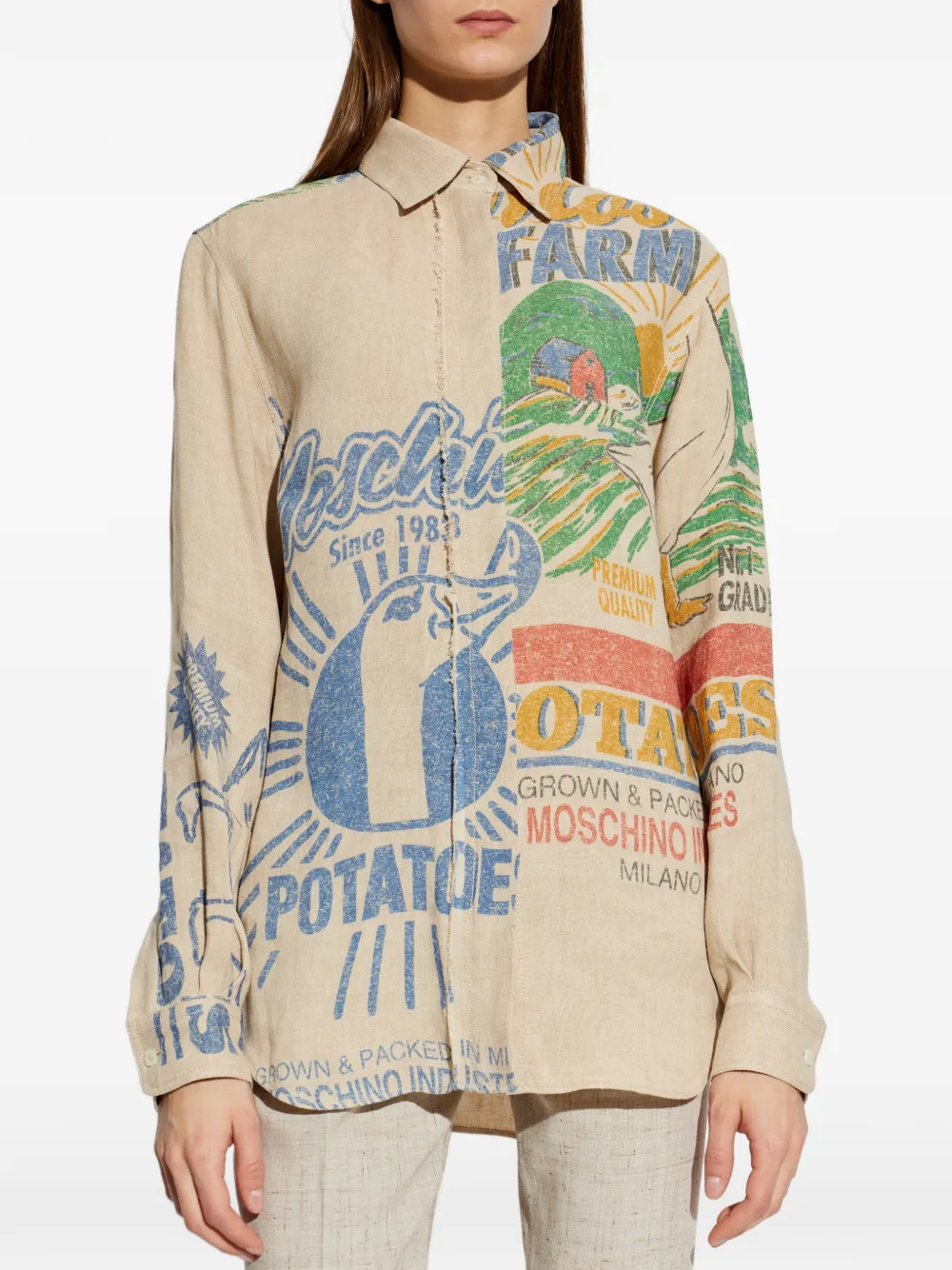 Moschino Overhemd met grafische print Beige