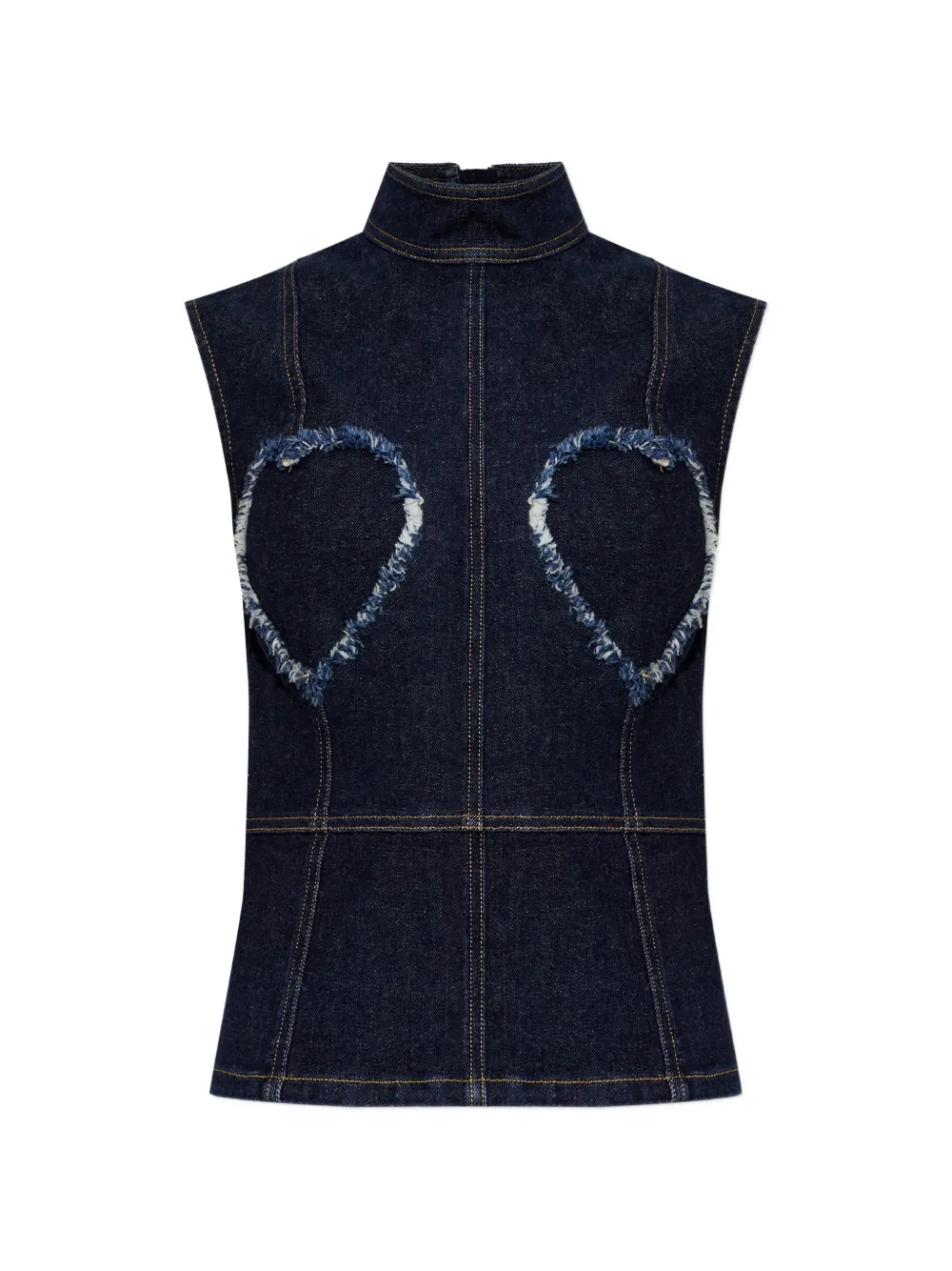 Moschino frayed heart-motif top - Blu