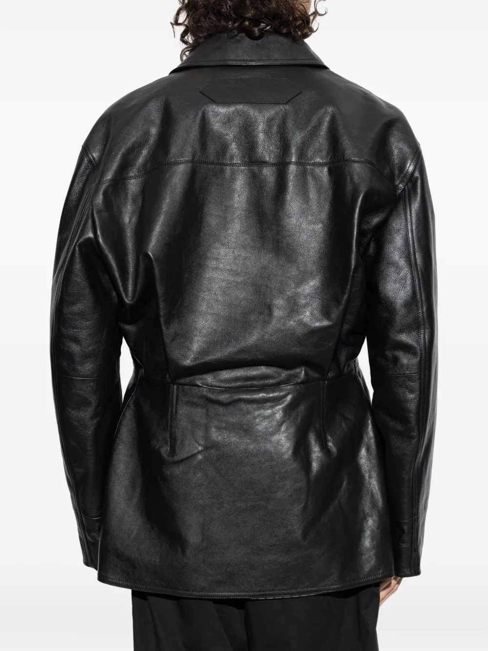 Jacquemus The Gardian leren button-up jack Zwart