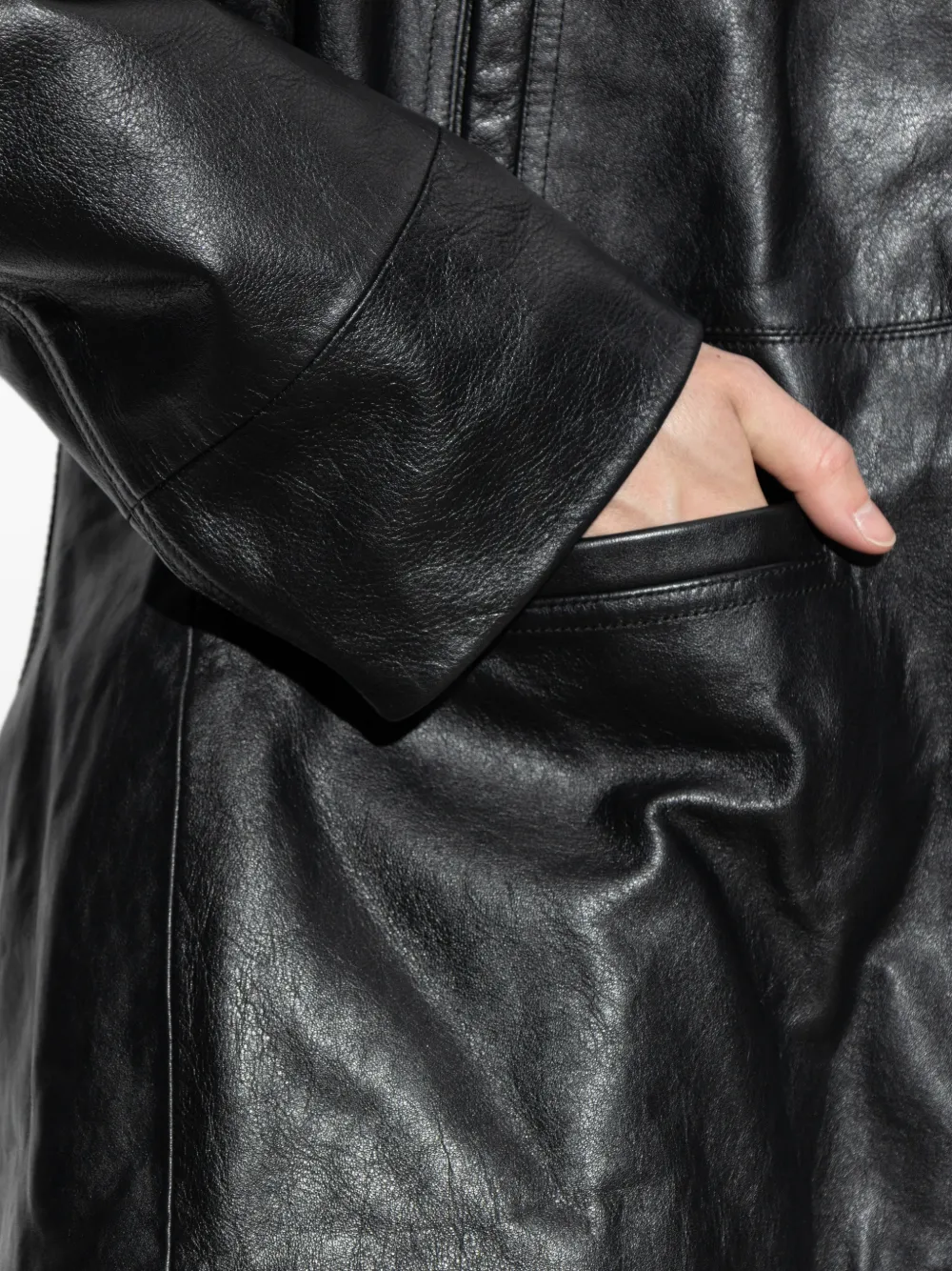 Jacquemus The Gardian leren button-up jack Zwart