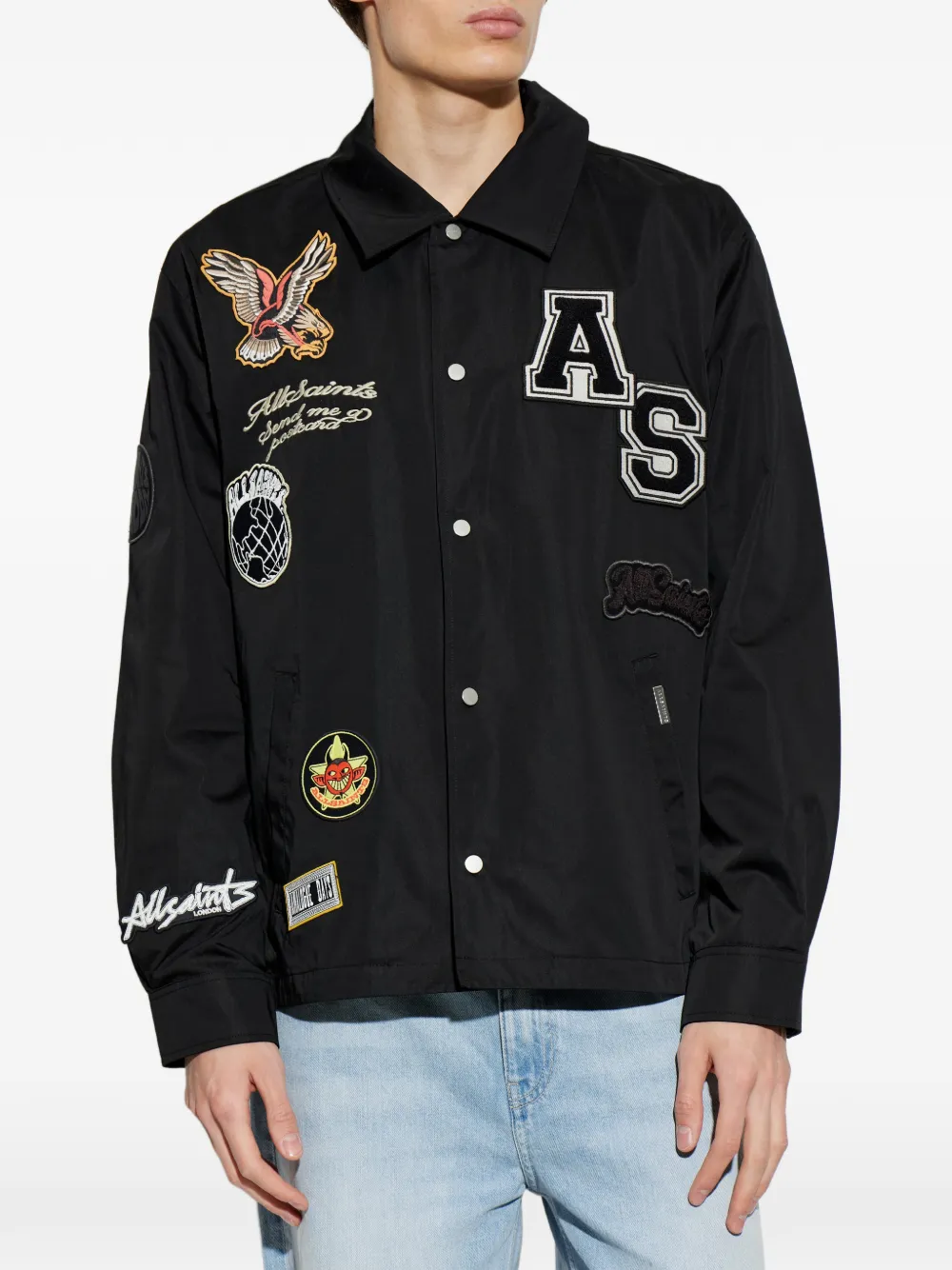 AllSaints Jack verfraaid met patch Zwart