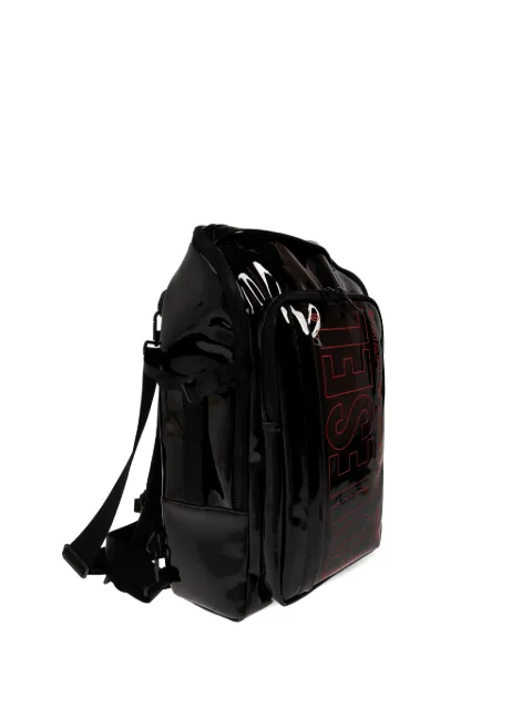 Diesel patent-finish logo-print backpack