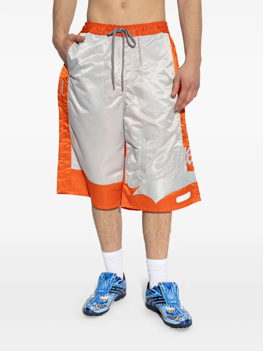 PDF Shorts met geborduurd logo en colourblocking Grijs
