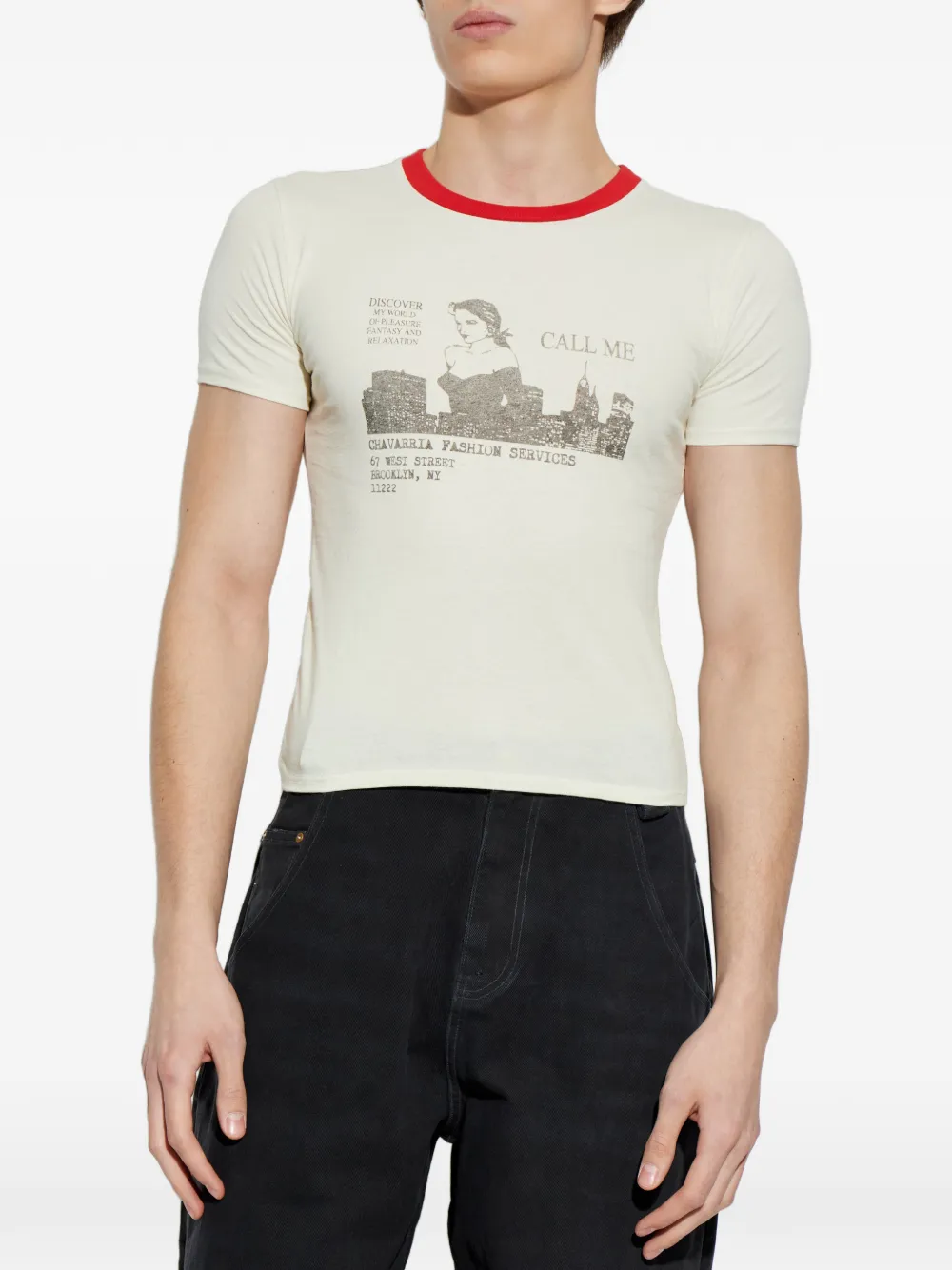 Willy Chavarria graphic-print T-shirt - Toni neutri