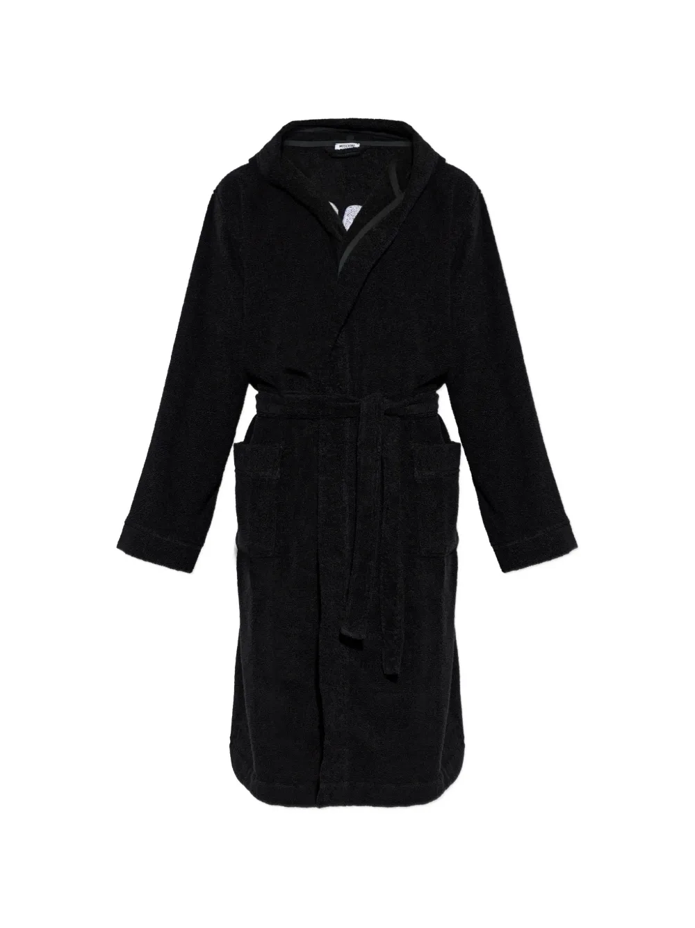 Moschino logo-patch hooded bathrobe - Nero
