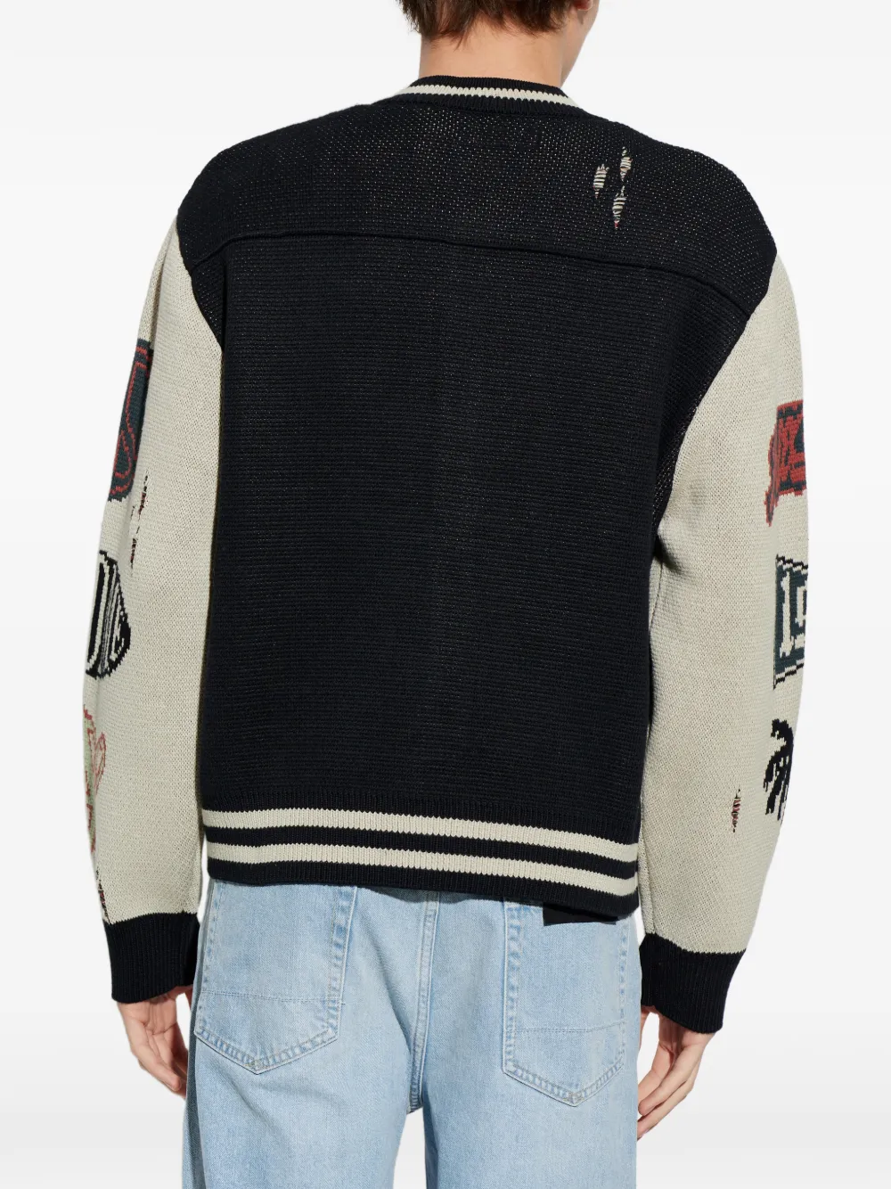 AllSaints Chase gerafeld intarsia vest Zwart