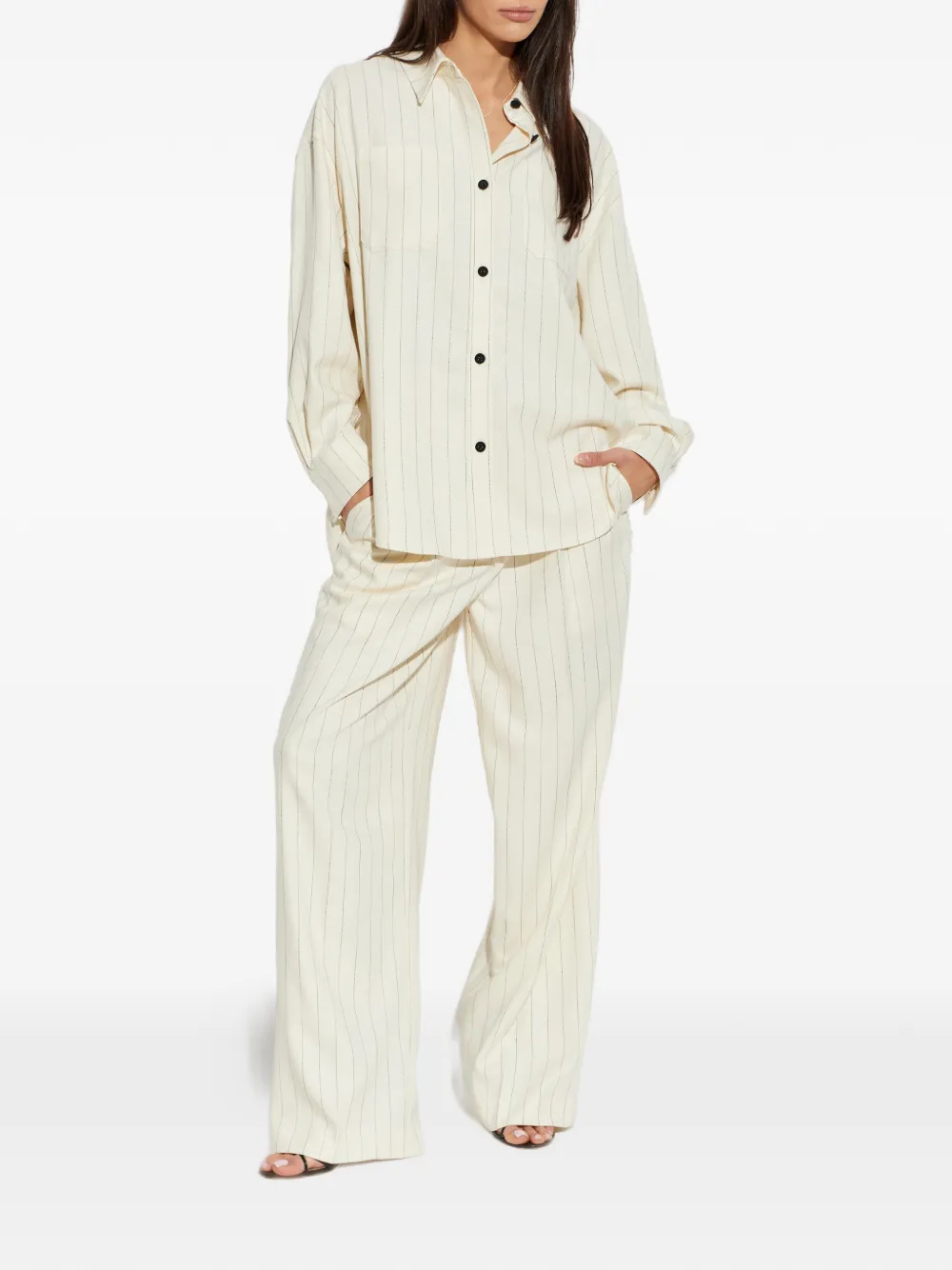 AllSaints Olga broek met krijtstreep Beige