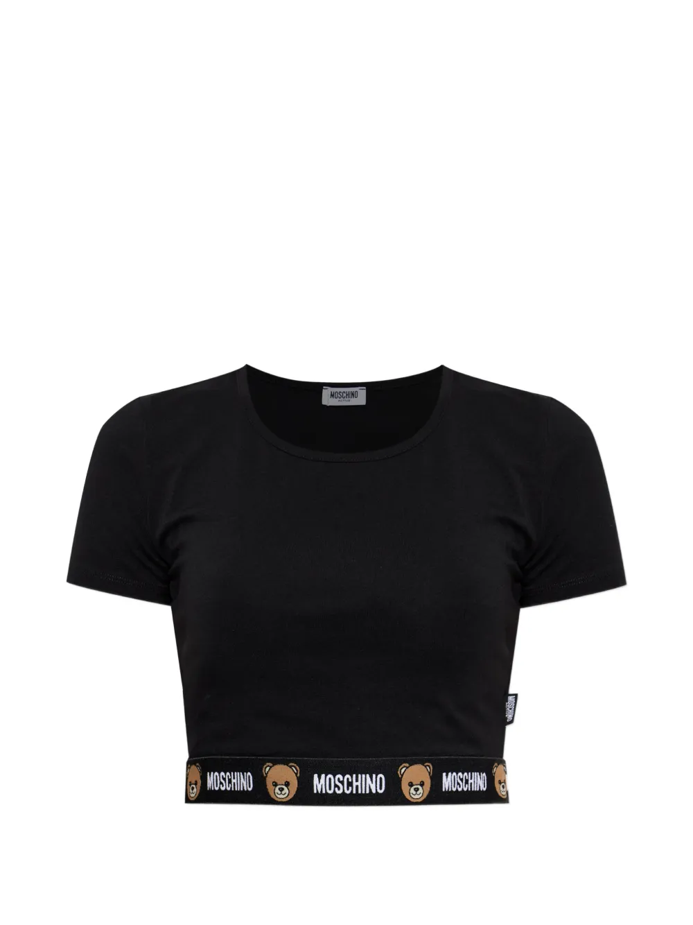 Moschino logo-print cropped T-shirt - Nero