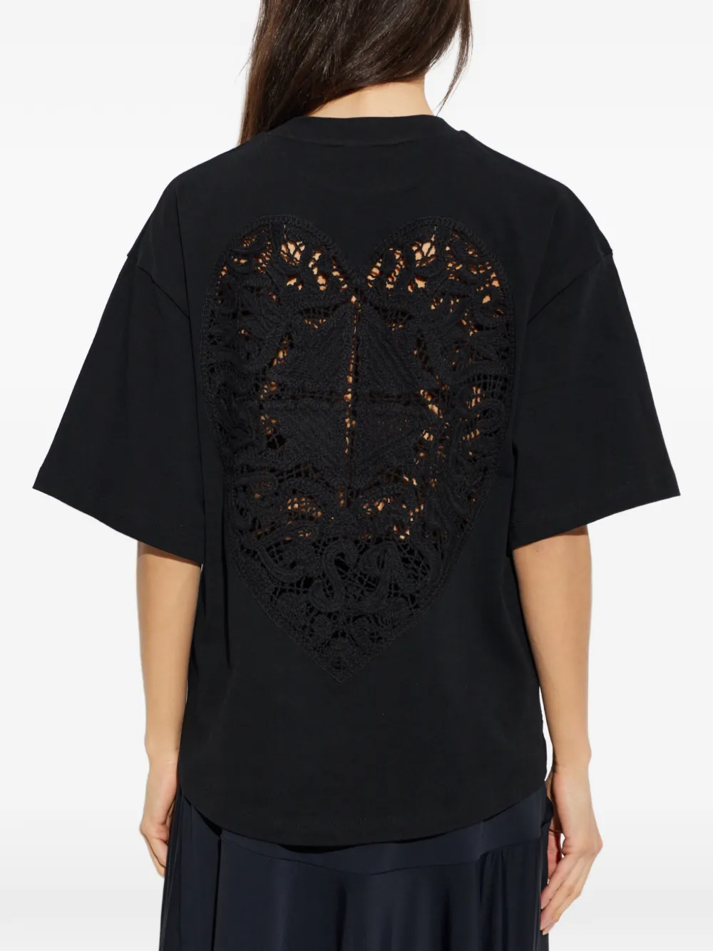 AllSaints Esme Amelie T-shirt met gehaakt patroon Zwart