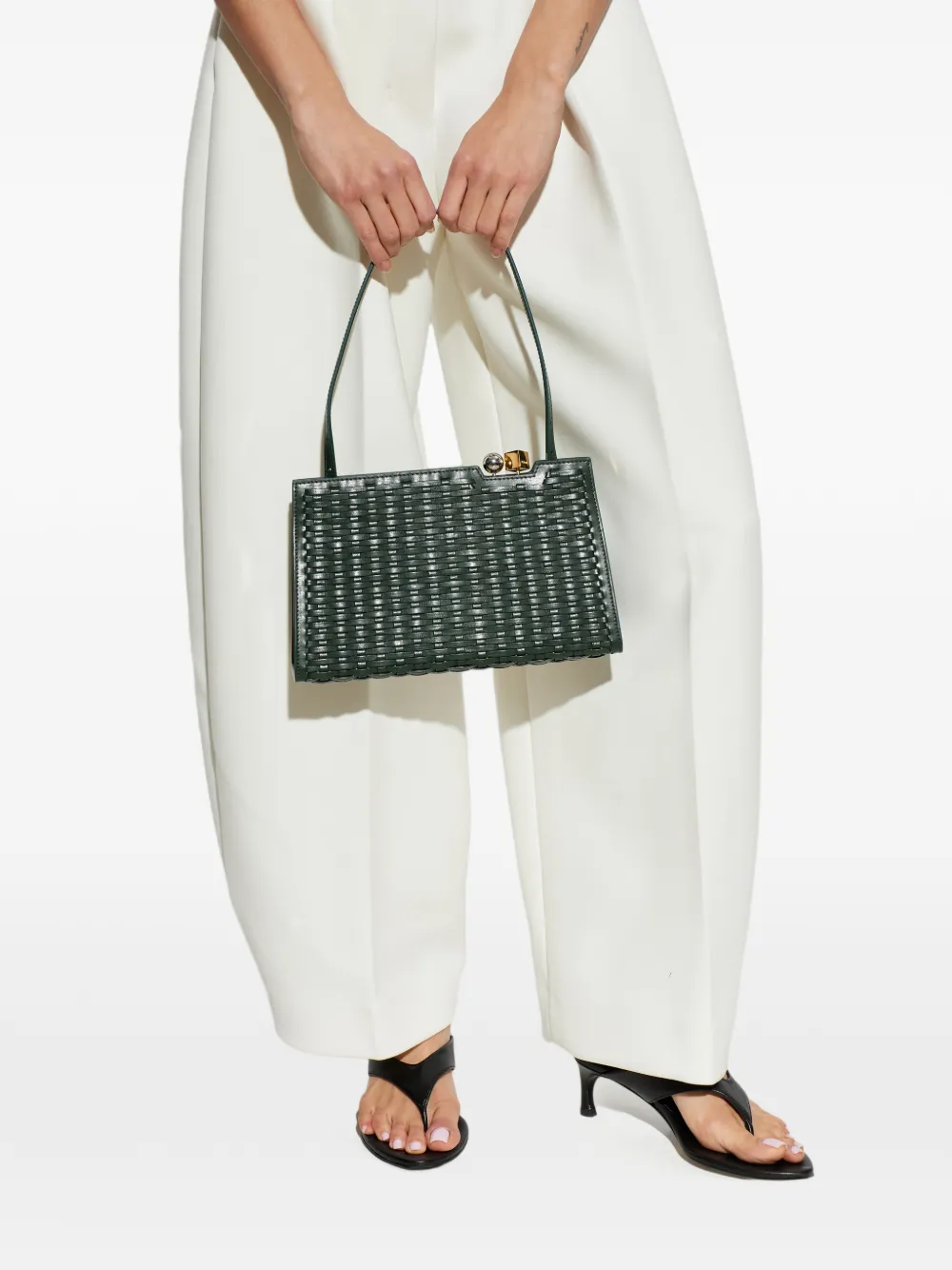Jacquemus Salon geweven leren shopper Groen