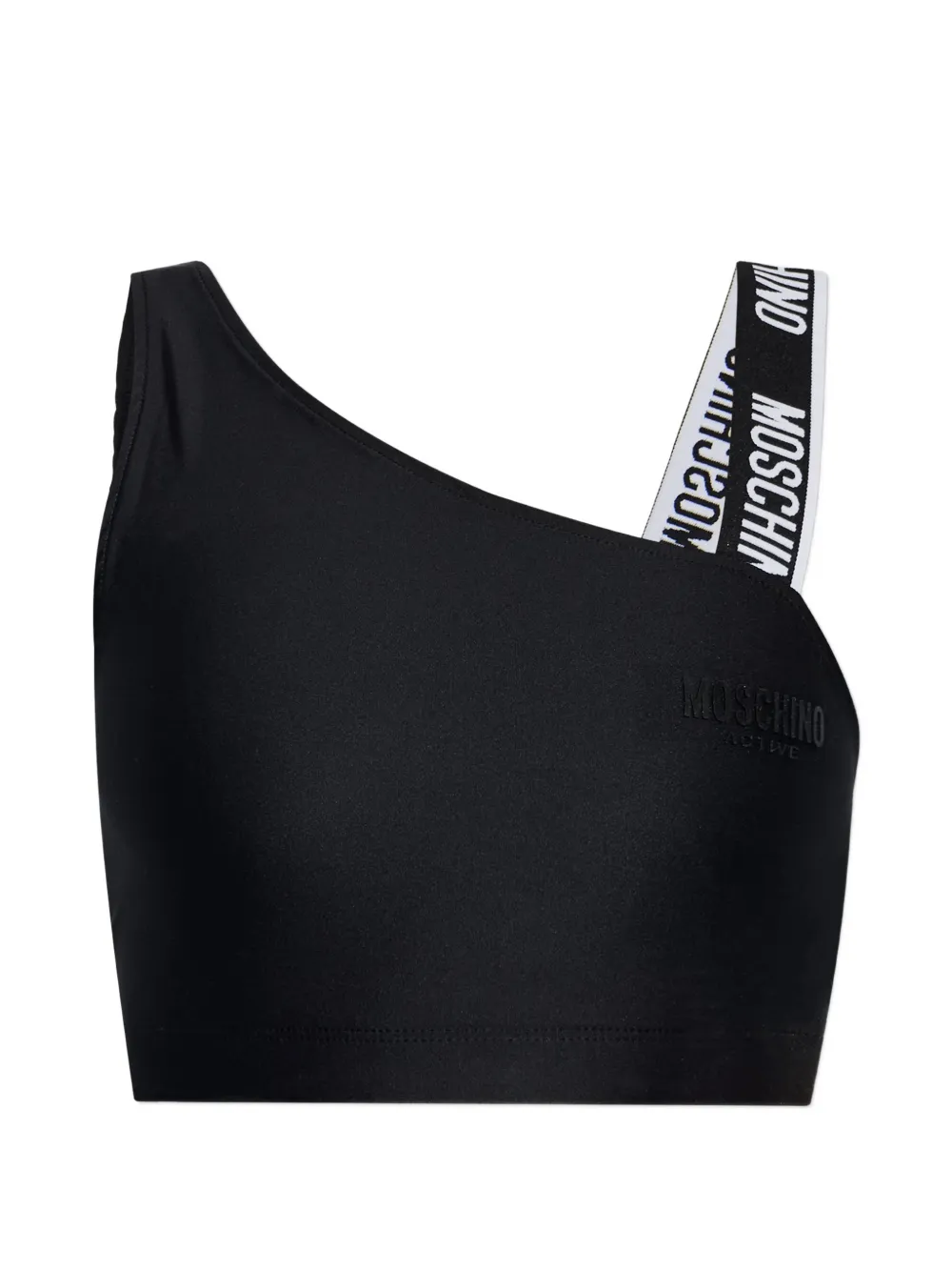 Moschino one-shoulder sports top - Schwarz