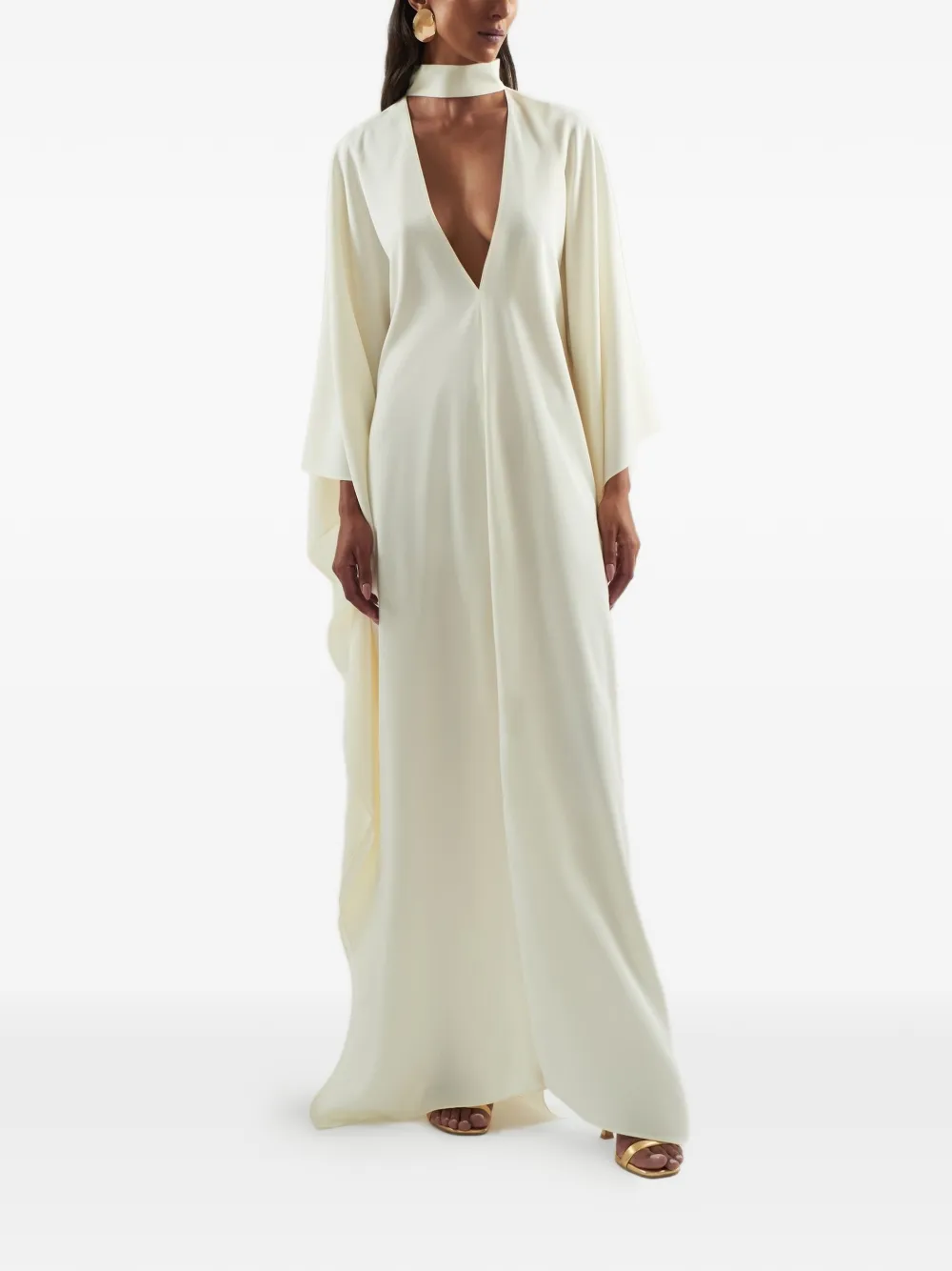 Taller Marmo Ooo V-neck wide-sleeves maxi dress - Toni neutri