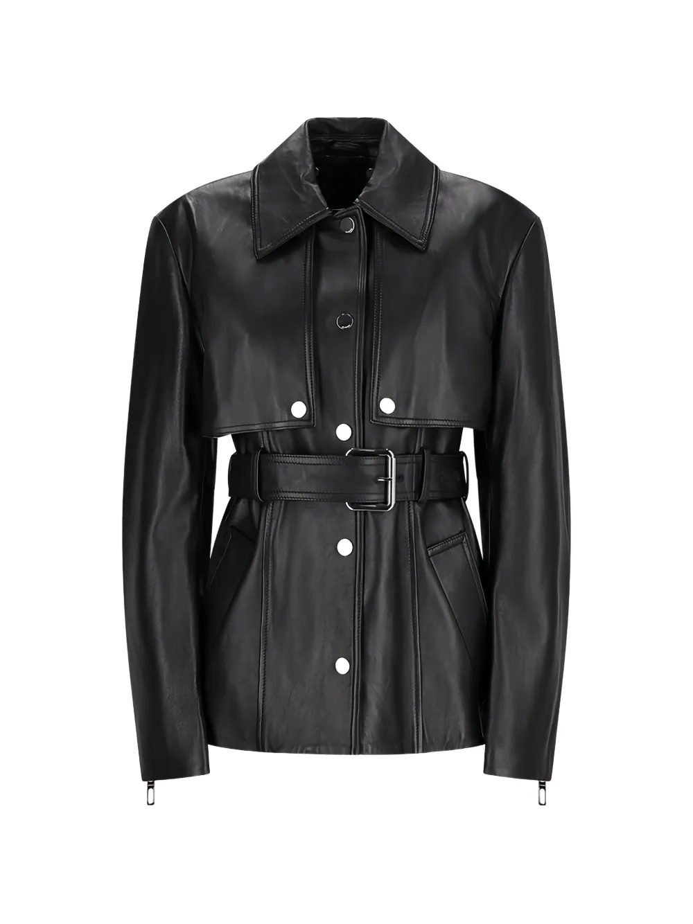 Max Mara Leather Two-piece Jacket In Black