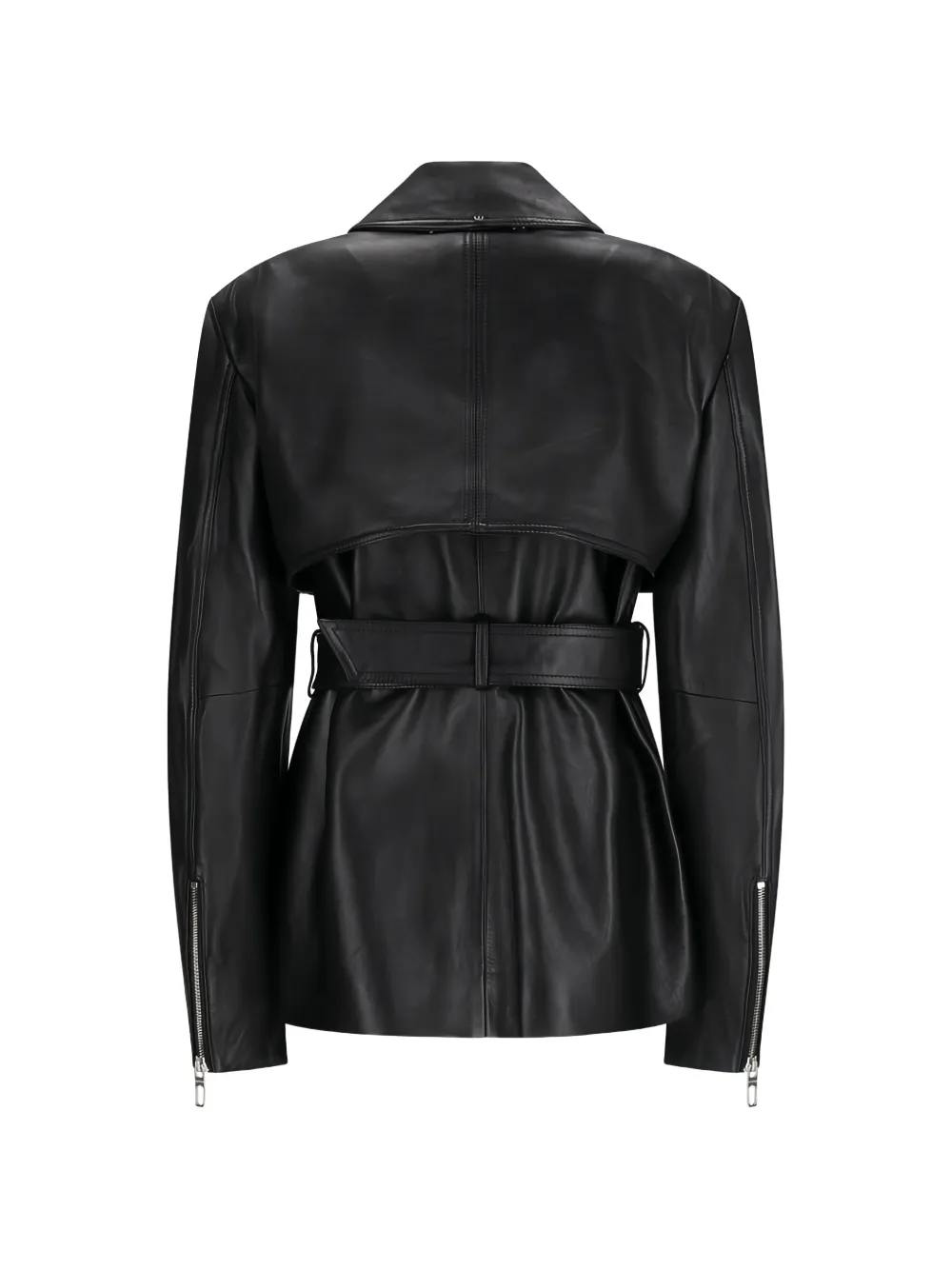 Max Mara Tweedelig leren jack Zwart