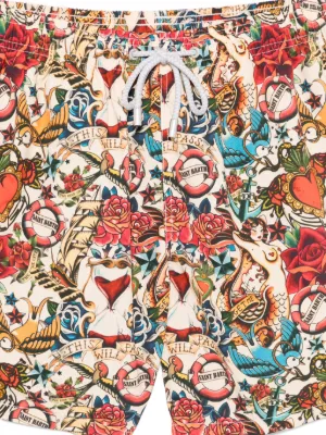 Gustavia tattoo-print swim shorts 4