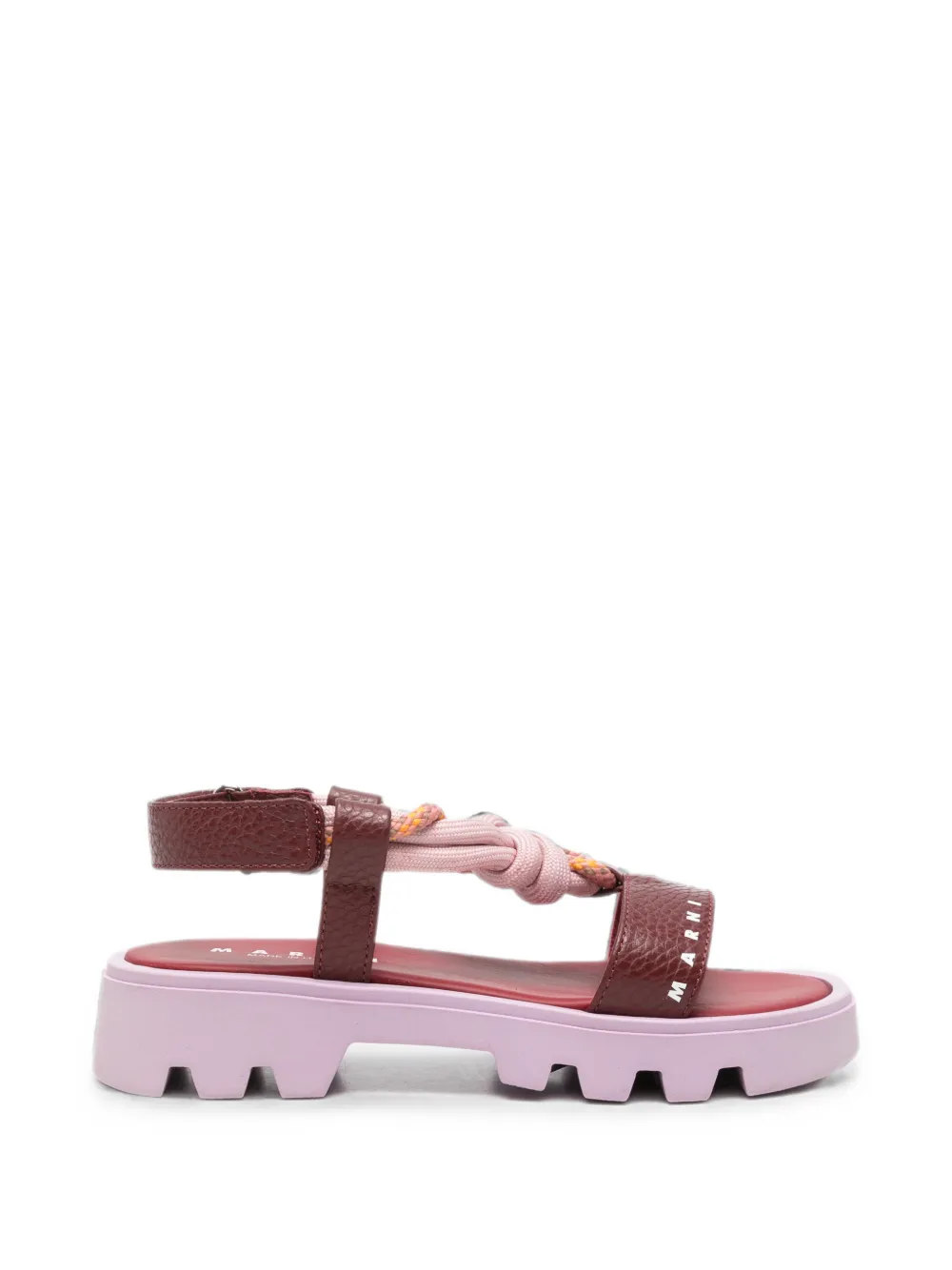 Marni Kids logo-print rope-detail sandals Rood