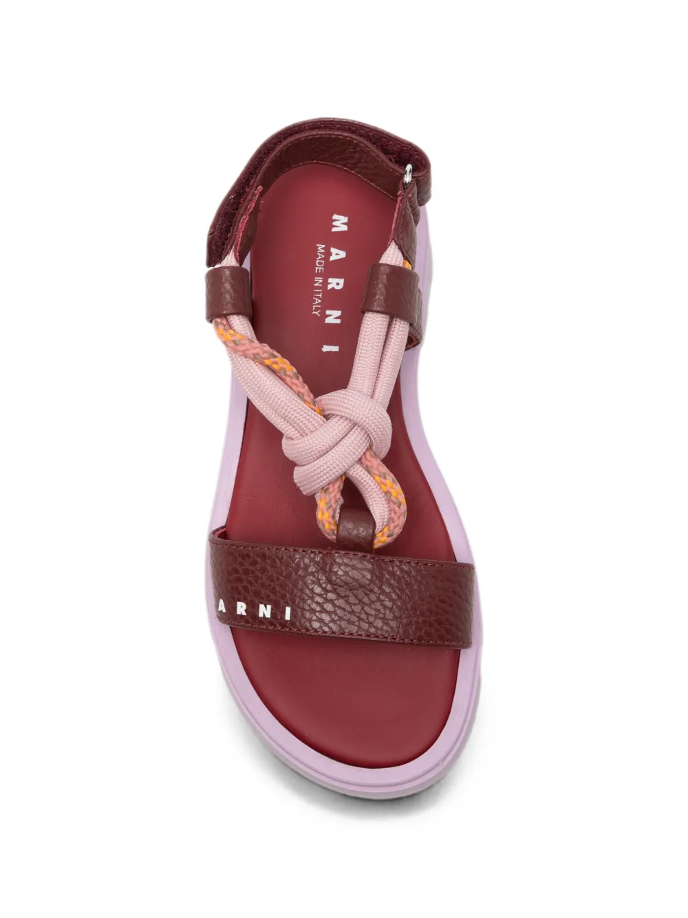 Marni Kids logo-print rope-detail sandals Rood