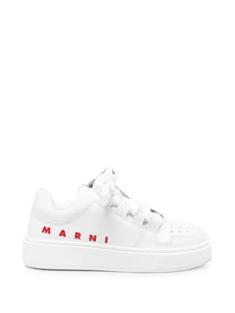 Marni Kids logo-print leather sneakers