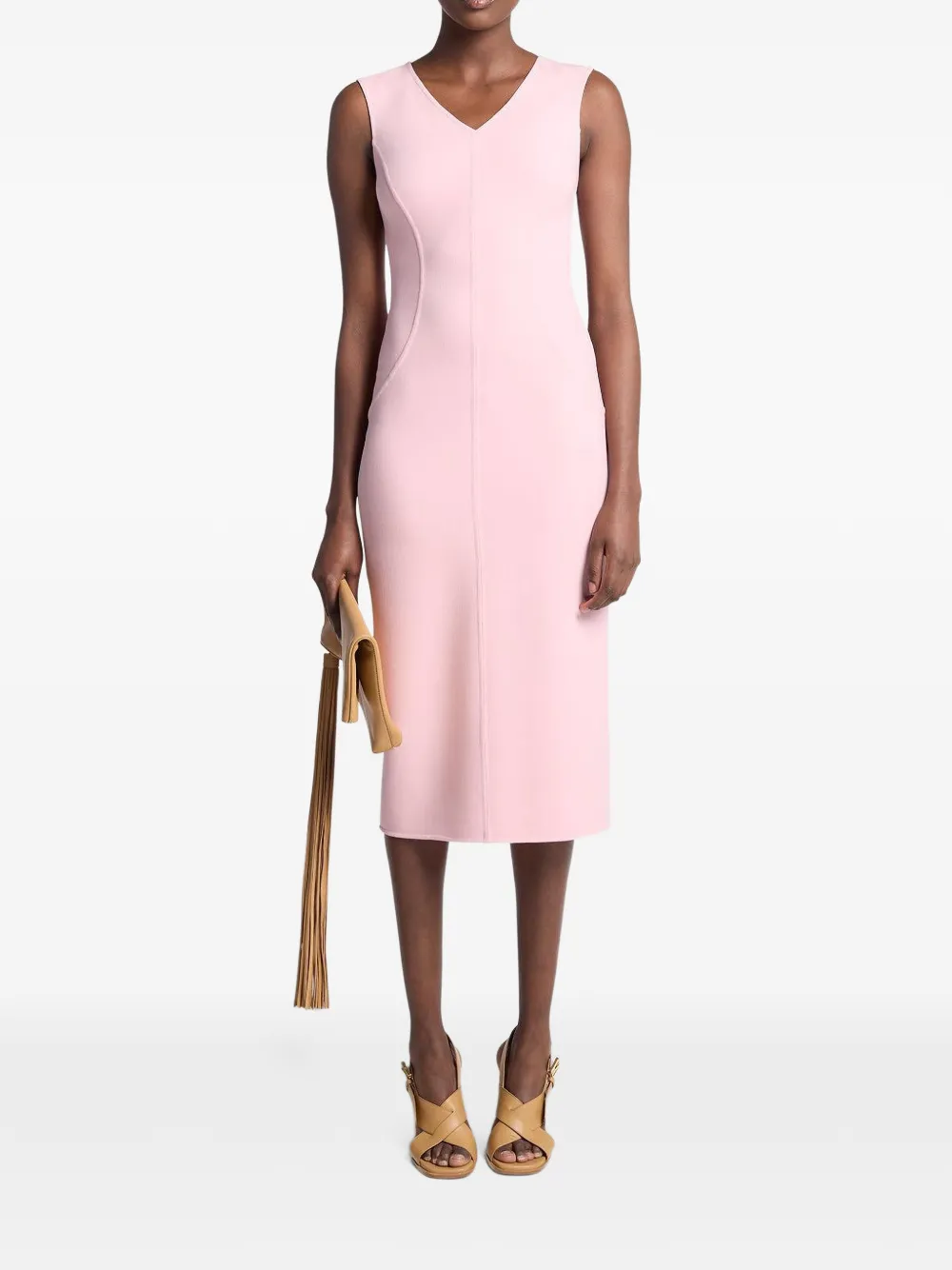 Michael Kors Collection Midi-jurk met V-hals Roze
