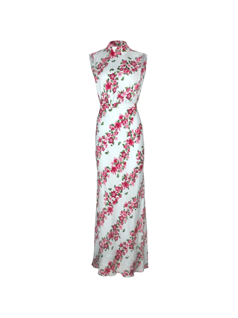 Saloni floral mock-neck dress - Bianco