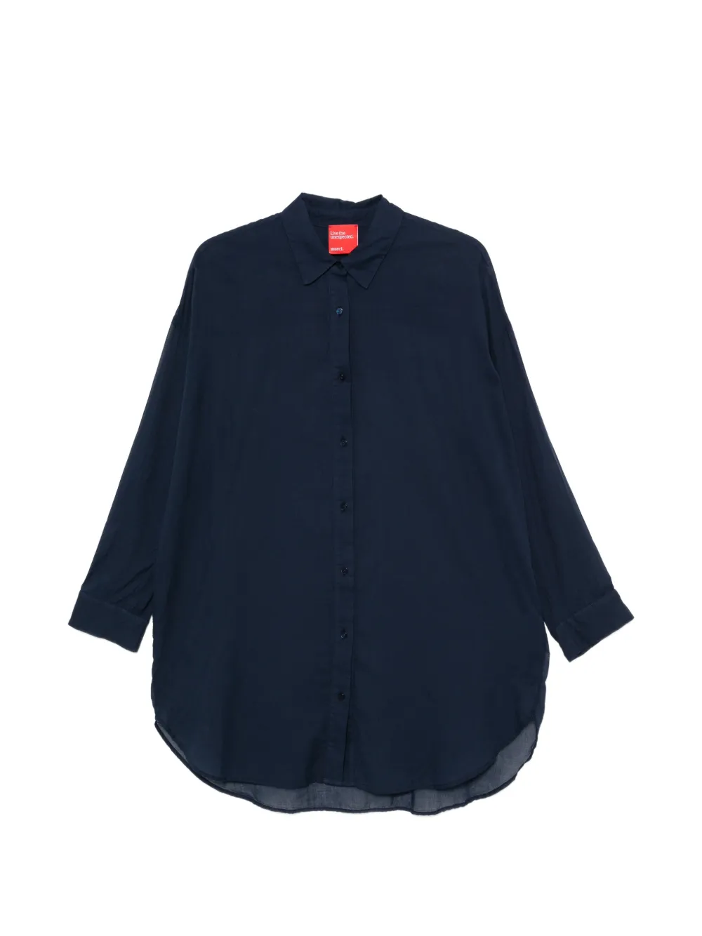 Merci contrast-stitch curved-hem shirt - Blu