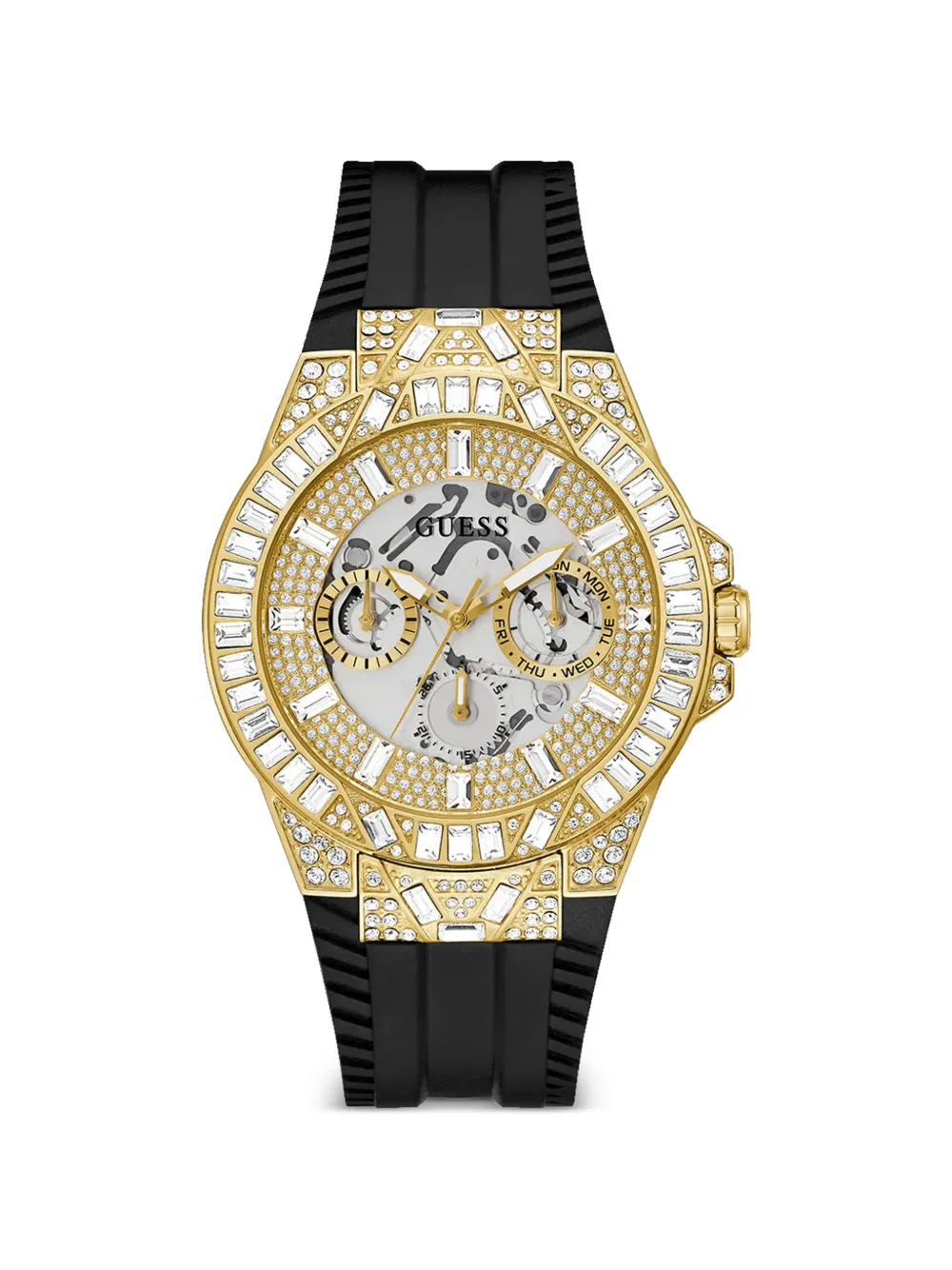 GUESS USA crystal-embellished 44mm watch - Oro