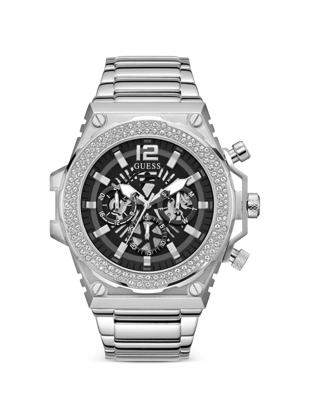 GUESS USA crystal-embellished 48mm watch - Nero