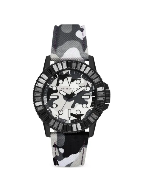 Armani Exchange camouflage-print 42mm watch