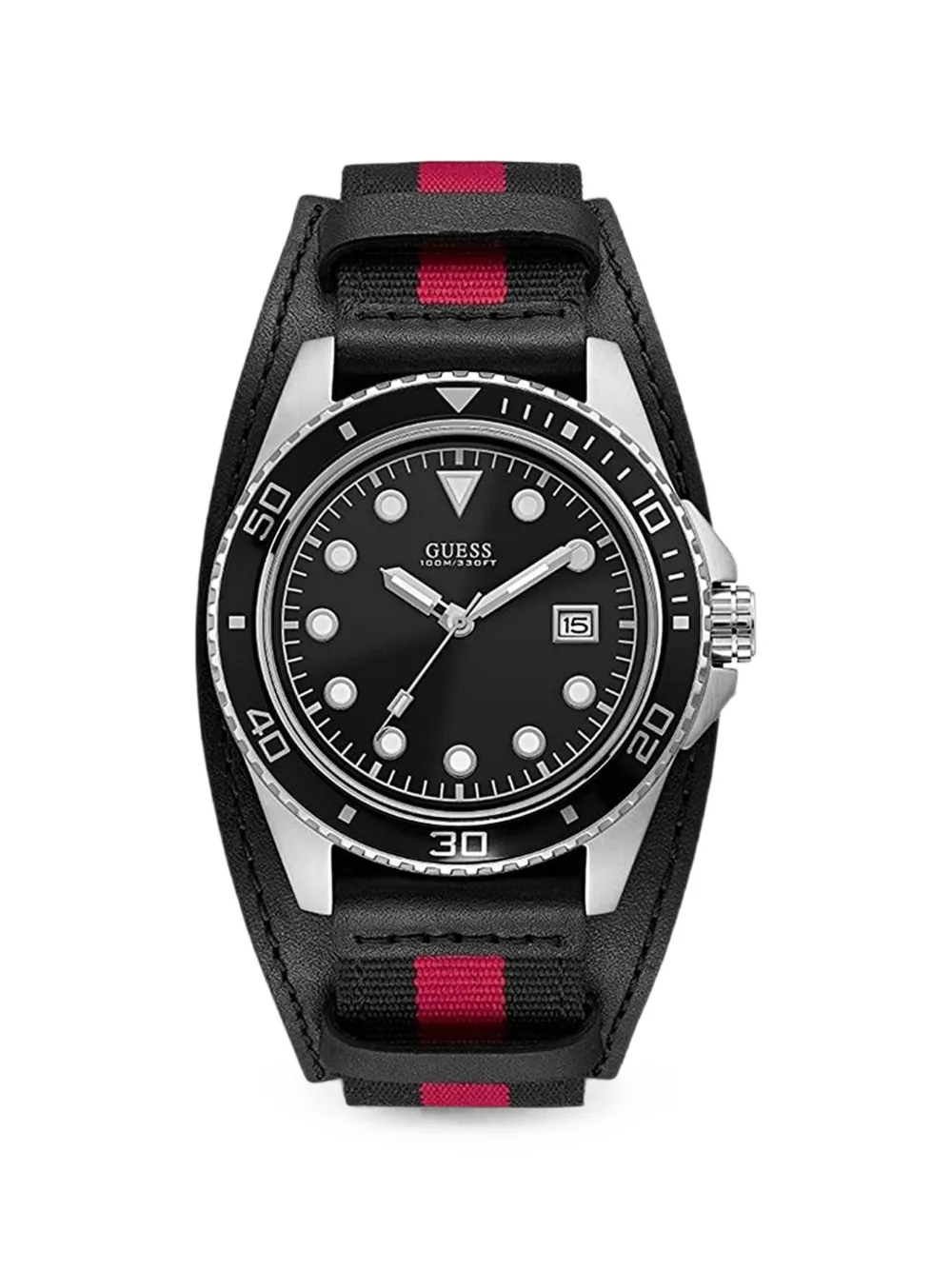 GUESS USA classic bund-strap 44mm watch - Schwarz