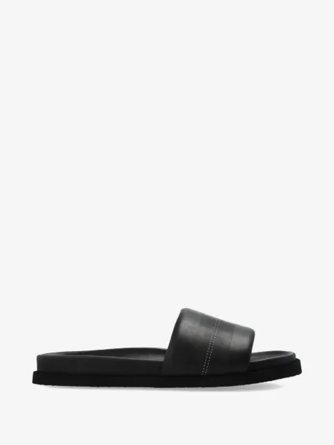 Off-White logo-print leather slides