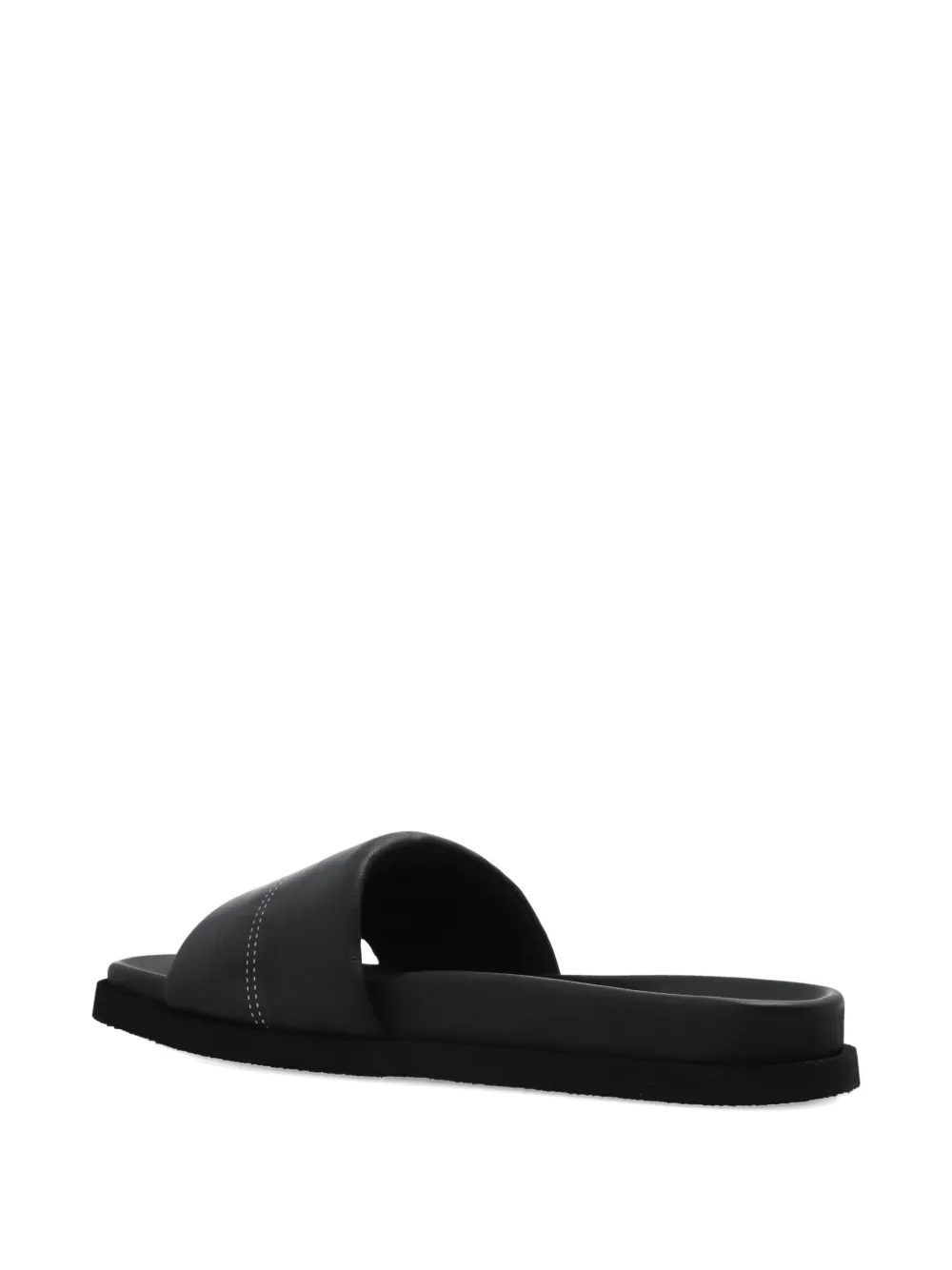 Off-White logo-print leather slides Zwart