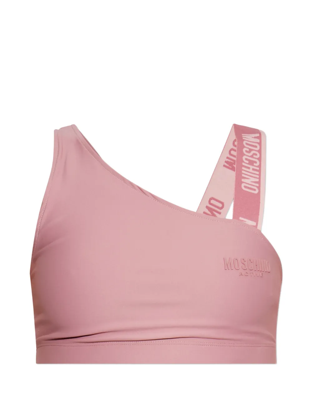 Moschino asymmetric logo-strap top - Rosa