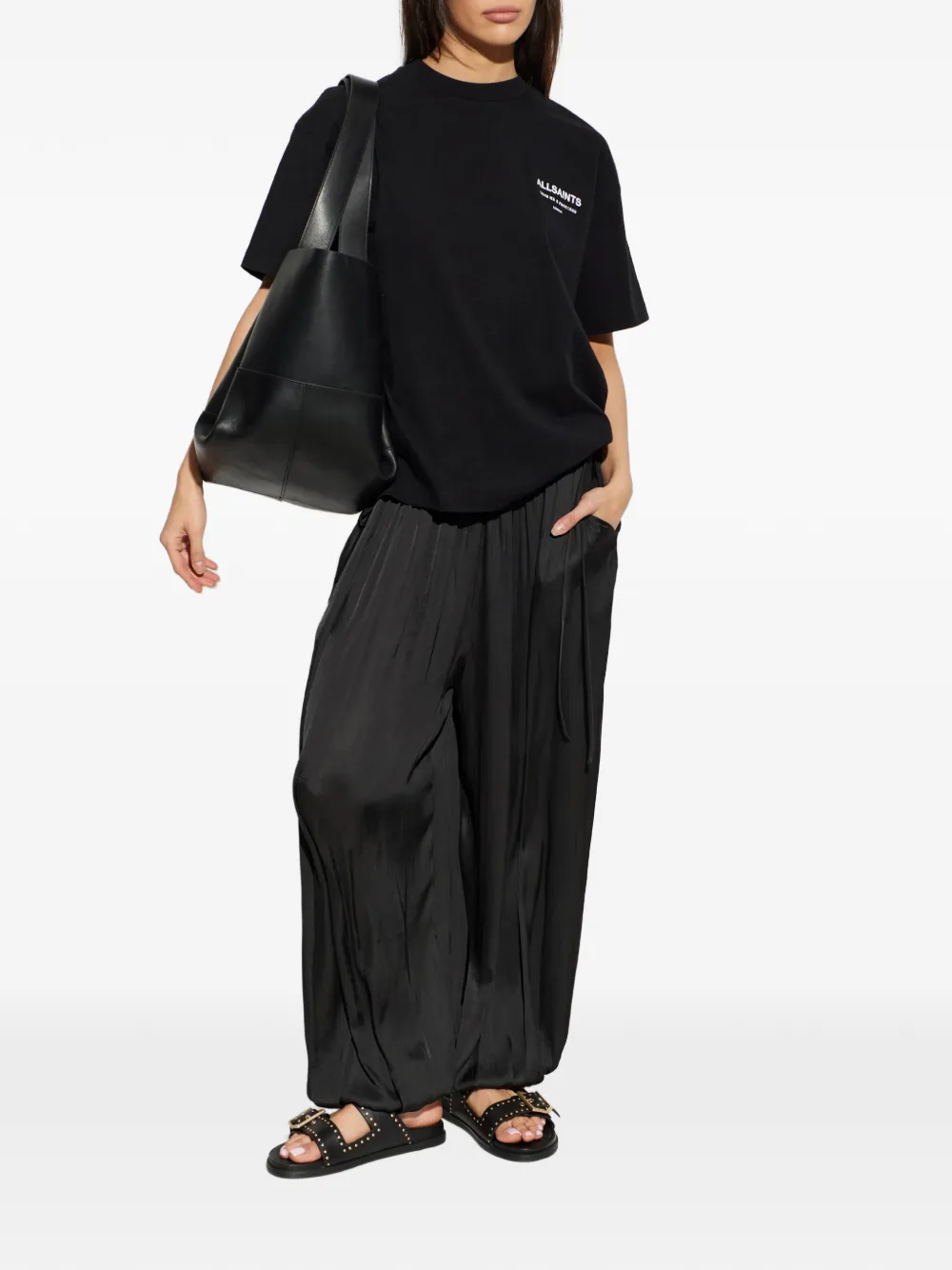 AllSaints Eshe broek met trekkoordtaille Zwart