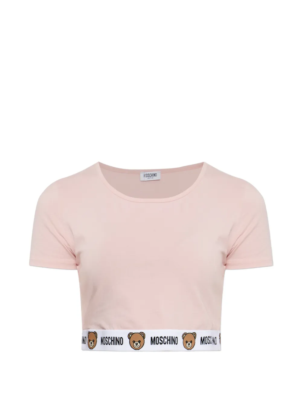 Moschino logo-print cropped T-shirt - Rosa