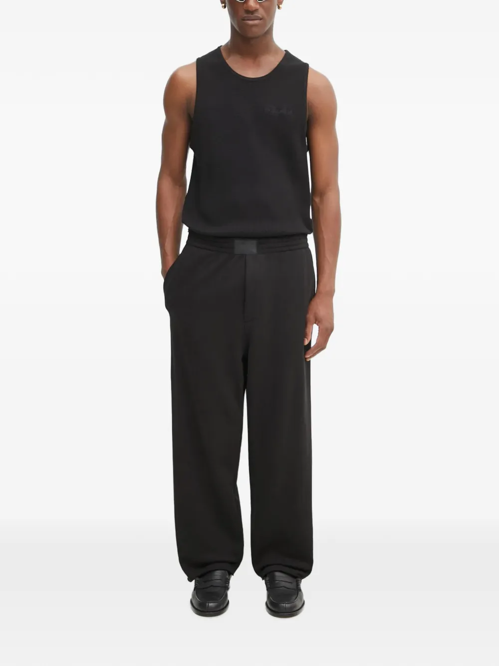 Helmut Lang Gerafelde trainingsbroek met logo-patch Zwart