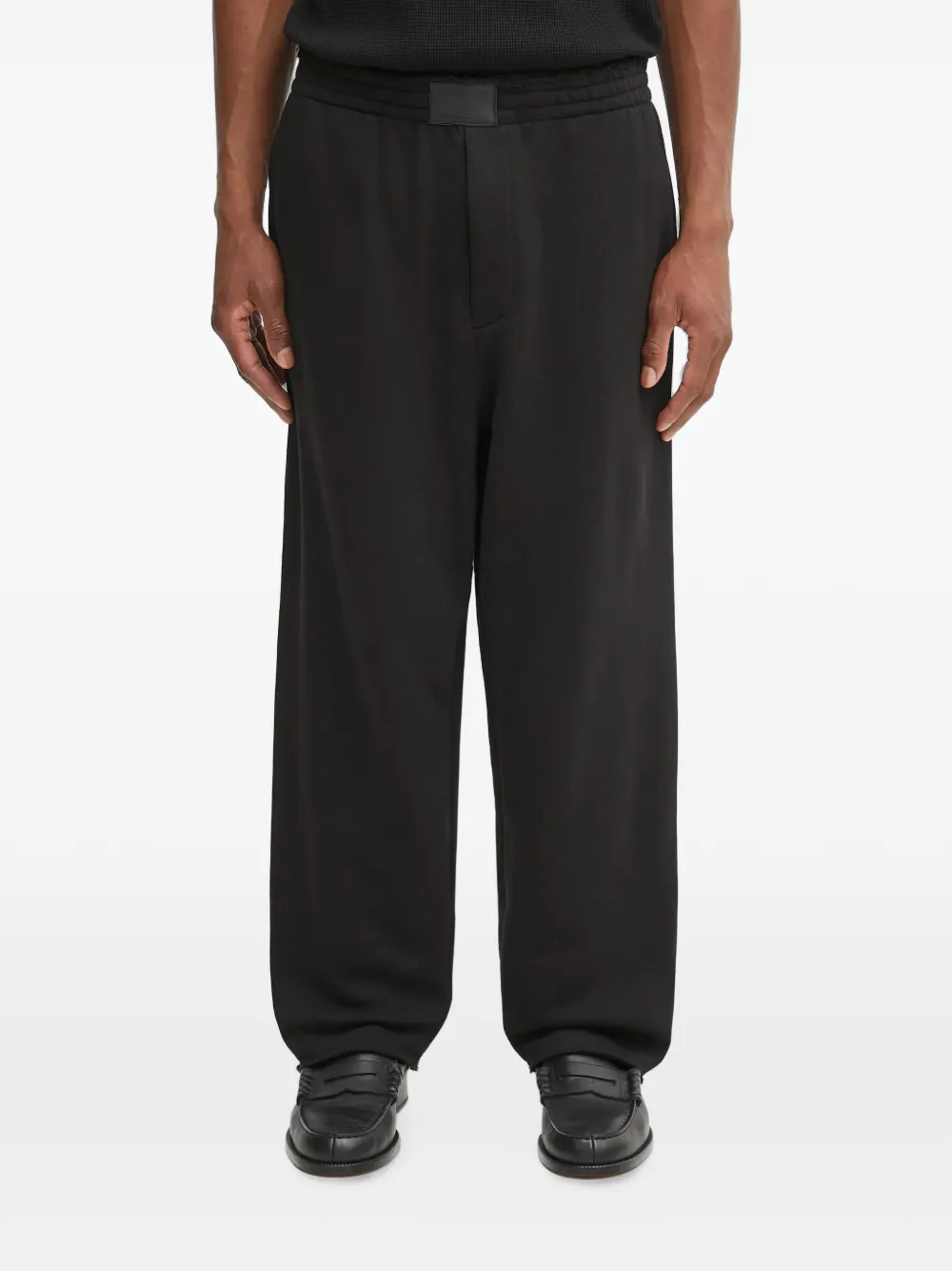 Helmut Lang logo-patch raw-cut track pants