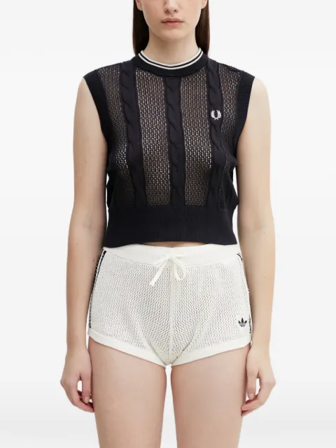 Fred Perry cable-knit mesh top