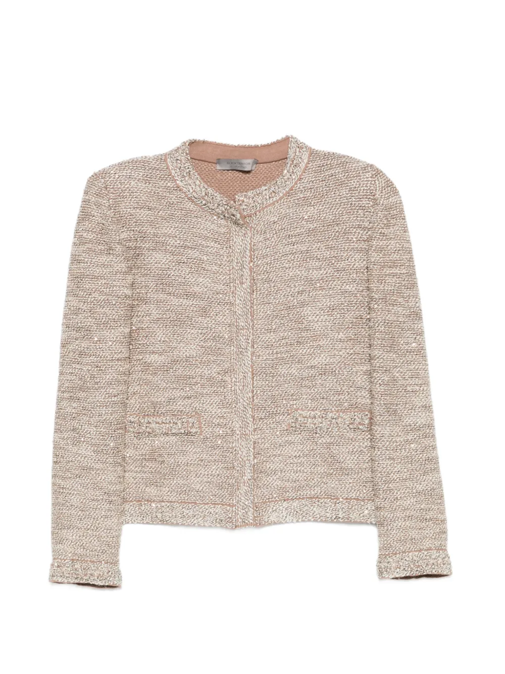 D Exterior Sequin-embellished Tweed-effect Jacket In Neutral