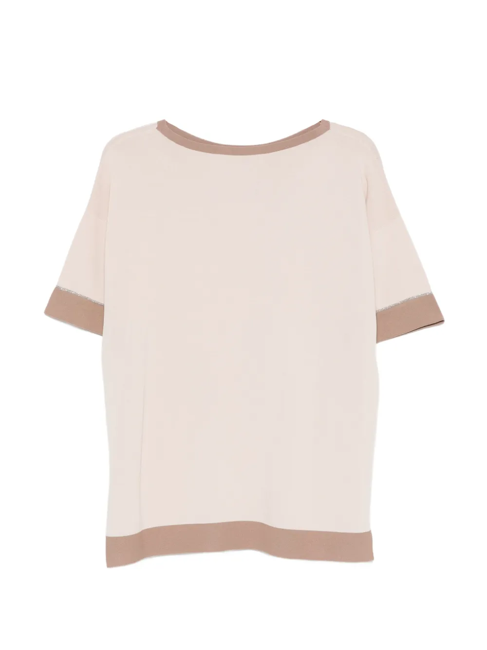 D.Exterior Fijngebreid T-shirt met contrasterende afwerking Beige