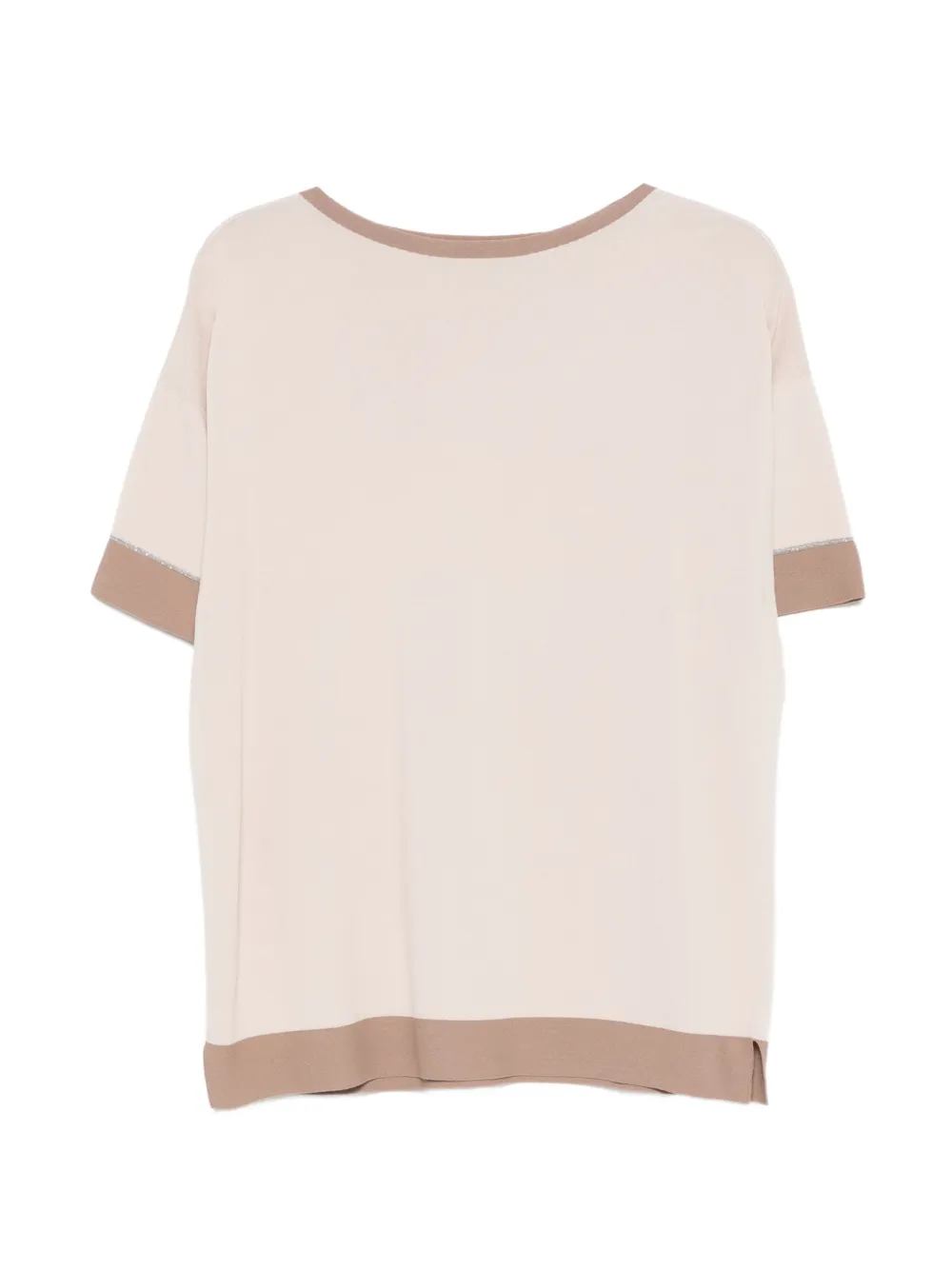 D.Exterior Fijngebreid T-shirt met contrasterende afwerking Beige