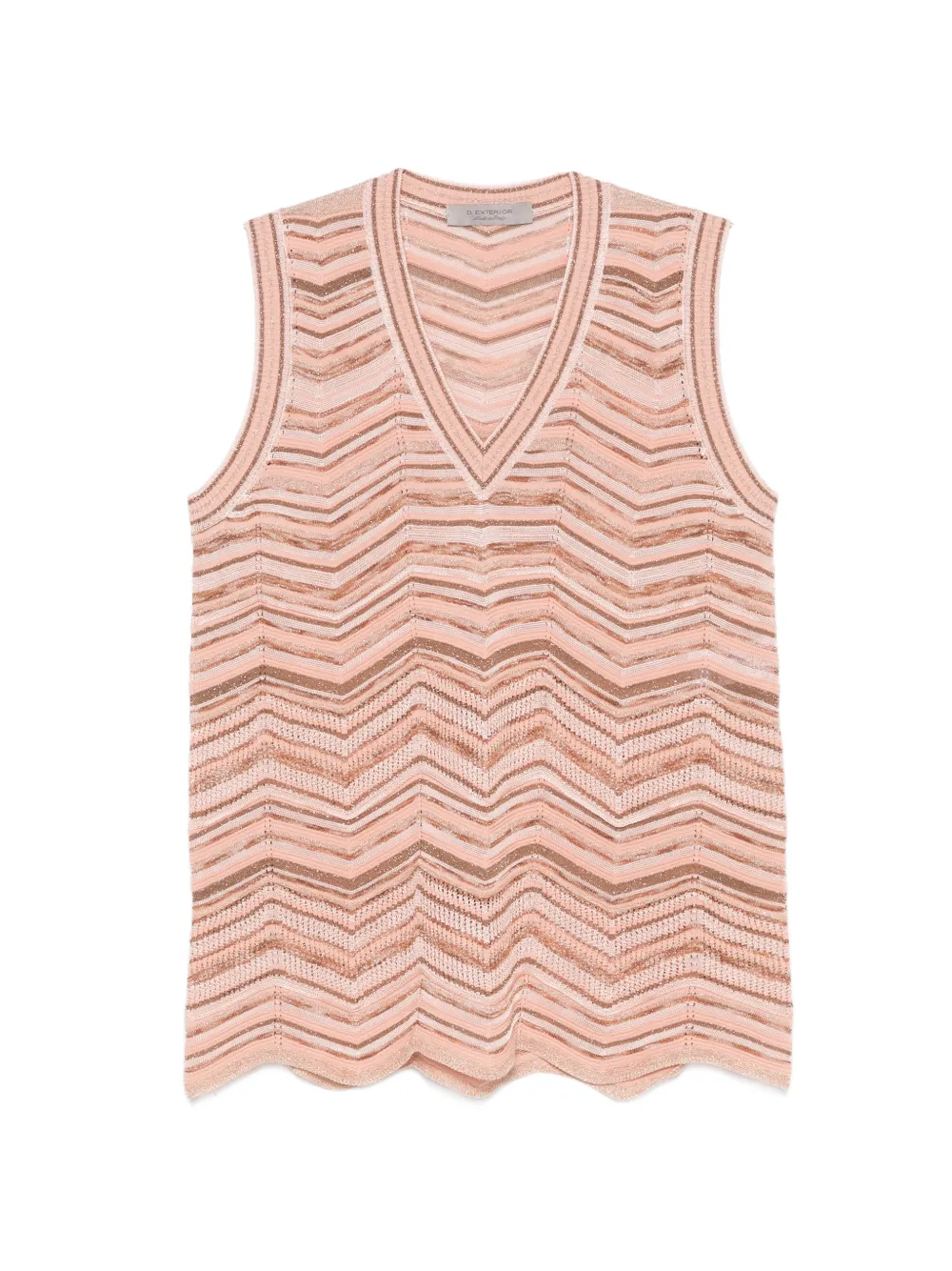 D Exterior Chevron-knit Metallic-thread Top In Multi