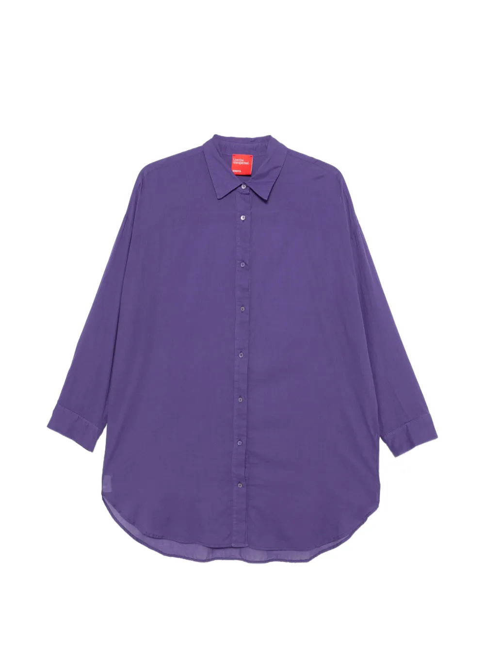 Merci contrast-stitch curved-hem shirt - Viola