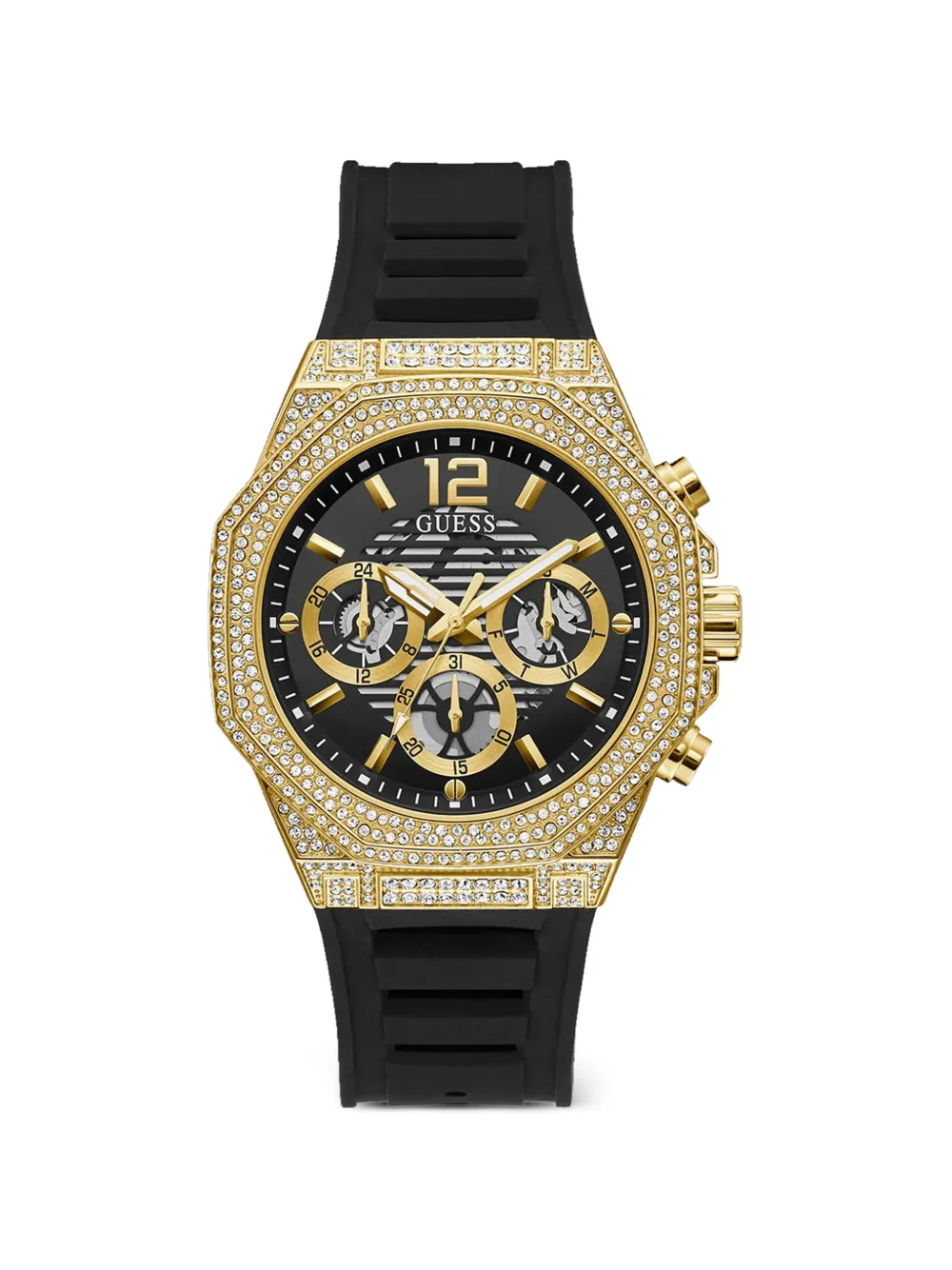 GUESS USA Momentum crystal-embellished 44mm watch - Nero