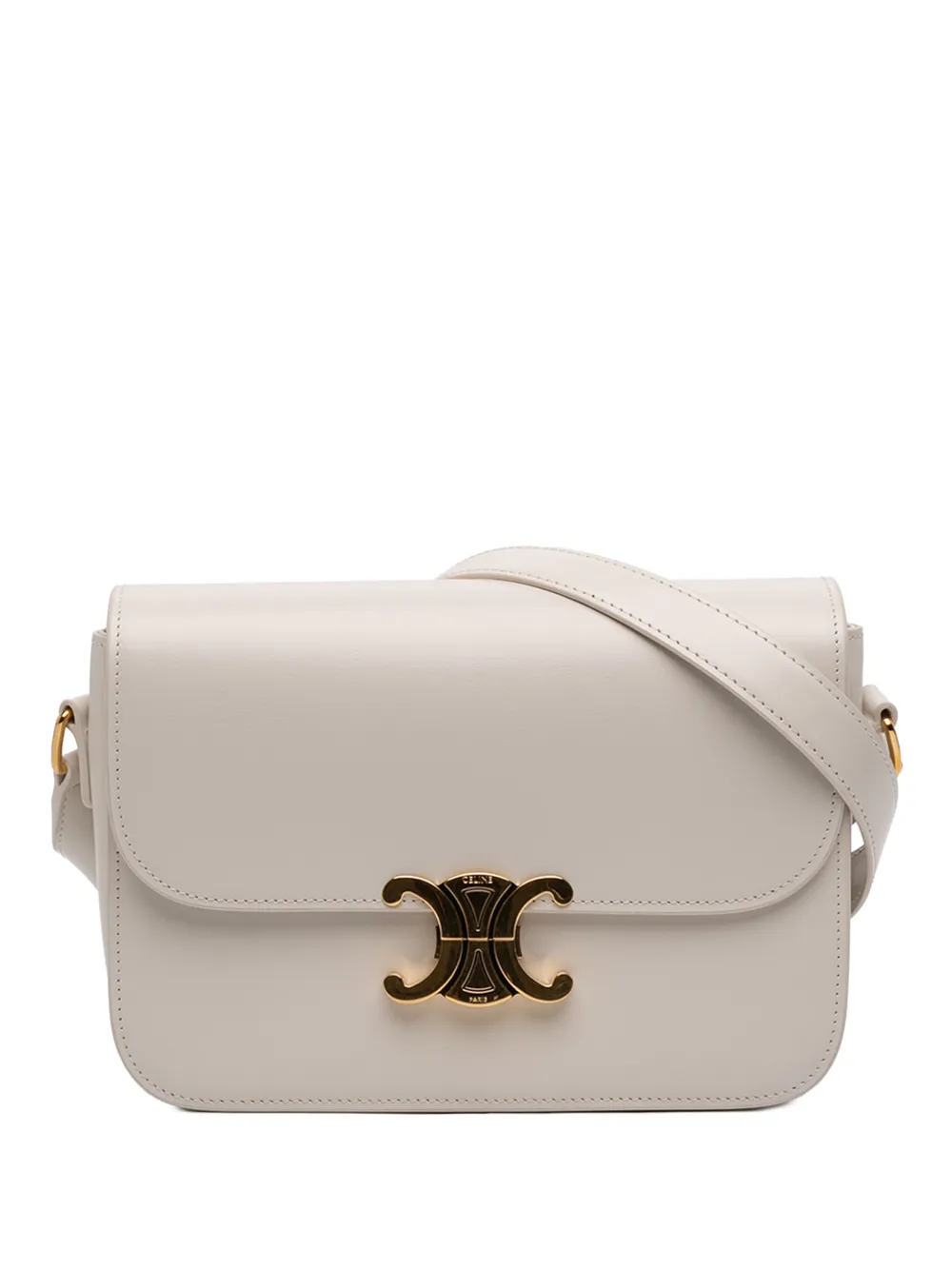Celine Pre-Owned 2024 Classique Shiny Calfskin Triomphe crossbody bag - Bianco