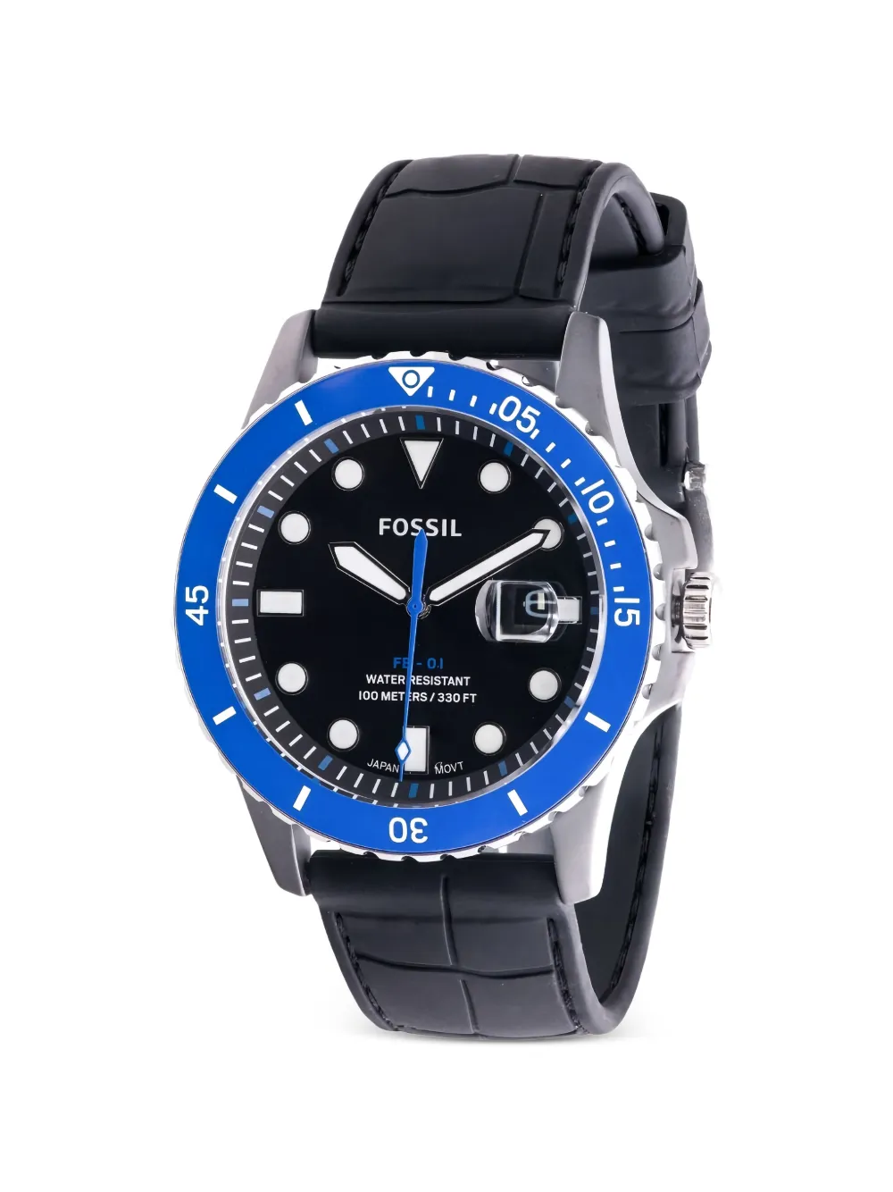 FOSSIL leather-strap 42mm watch - Schwarz