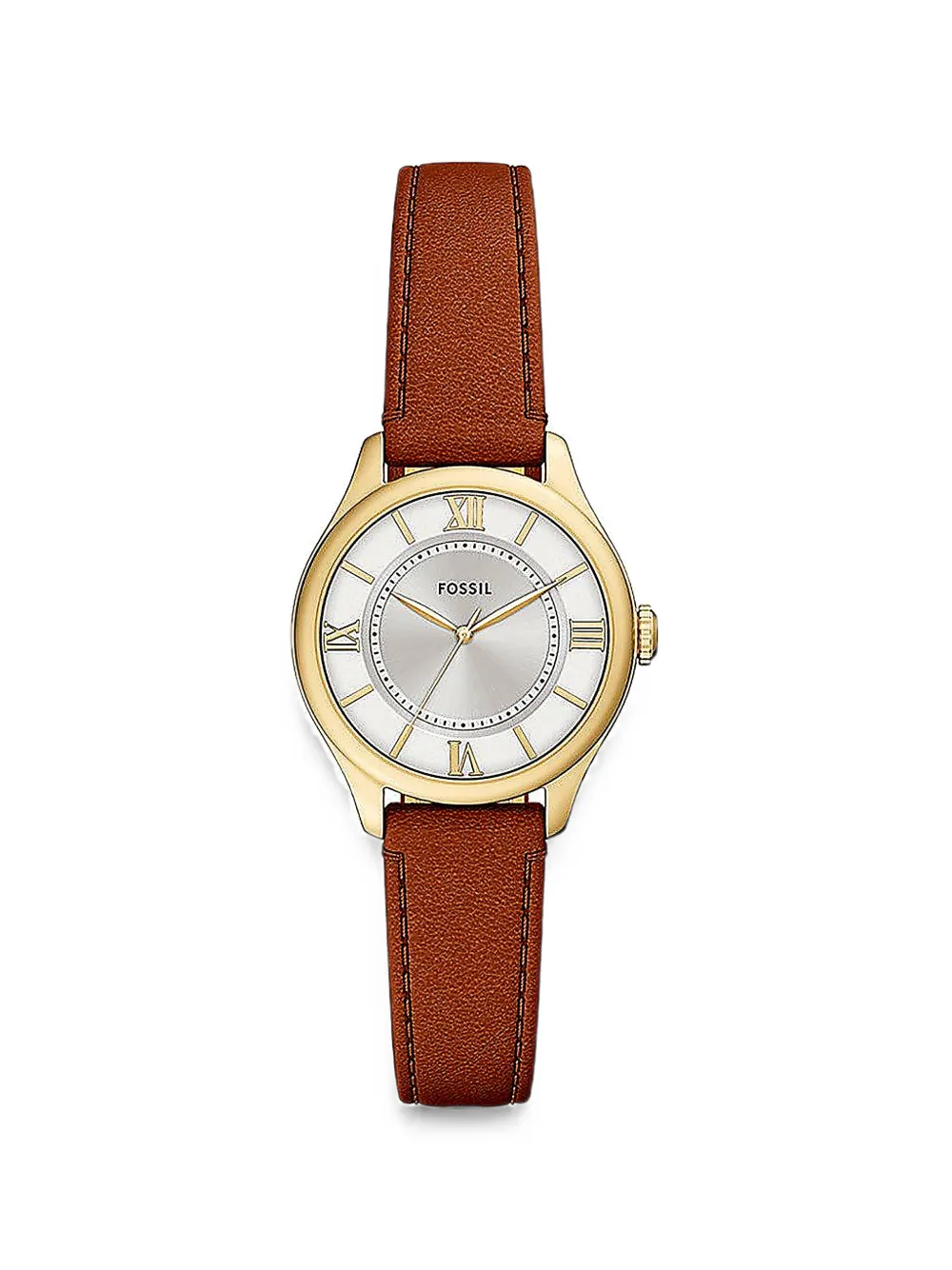 FOSSIL Gilmore leather-strap 28mm watch - Argento