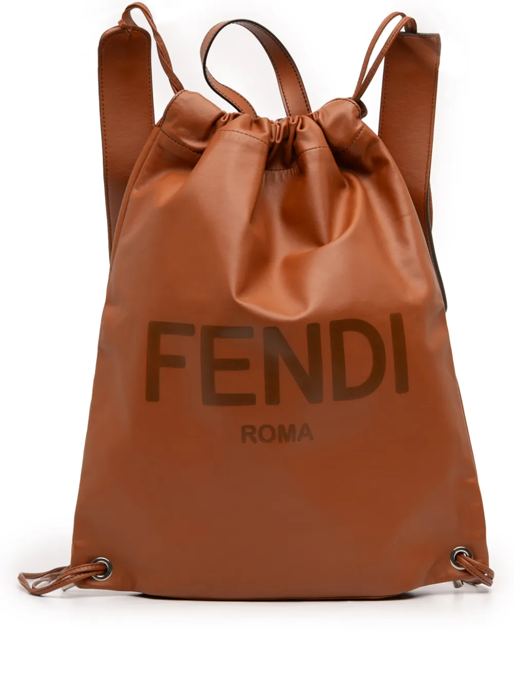 Fendi Pre-Owned 2010-2026 Leather Logo Drawstring backpack - Brown