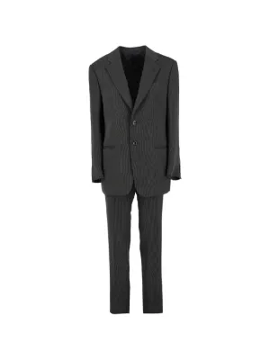 Emporio Armani メンズスーツ 2ピース チャコールグレーストライプ Emporio Armani Pre-Owned ツーピース スーツ | グレー | FARFETCH JP