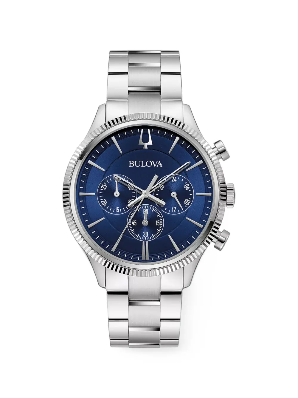 Bulova Classic 42mm fluted-bezel watch - Blu